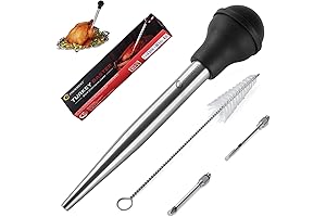 JY COOKMENT Stainless Steel Turkey Baster Professional Turkey Injector and Baster Kit...