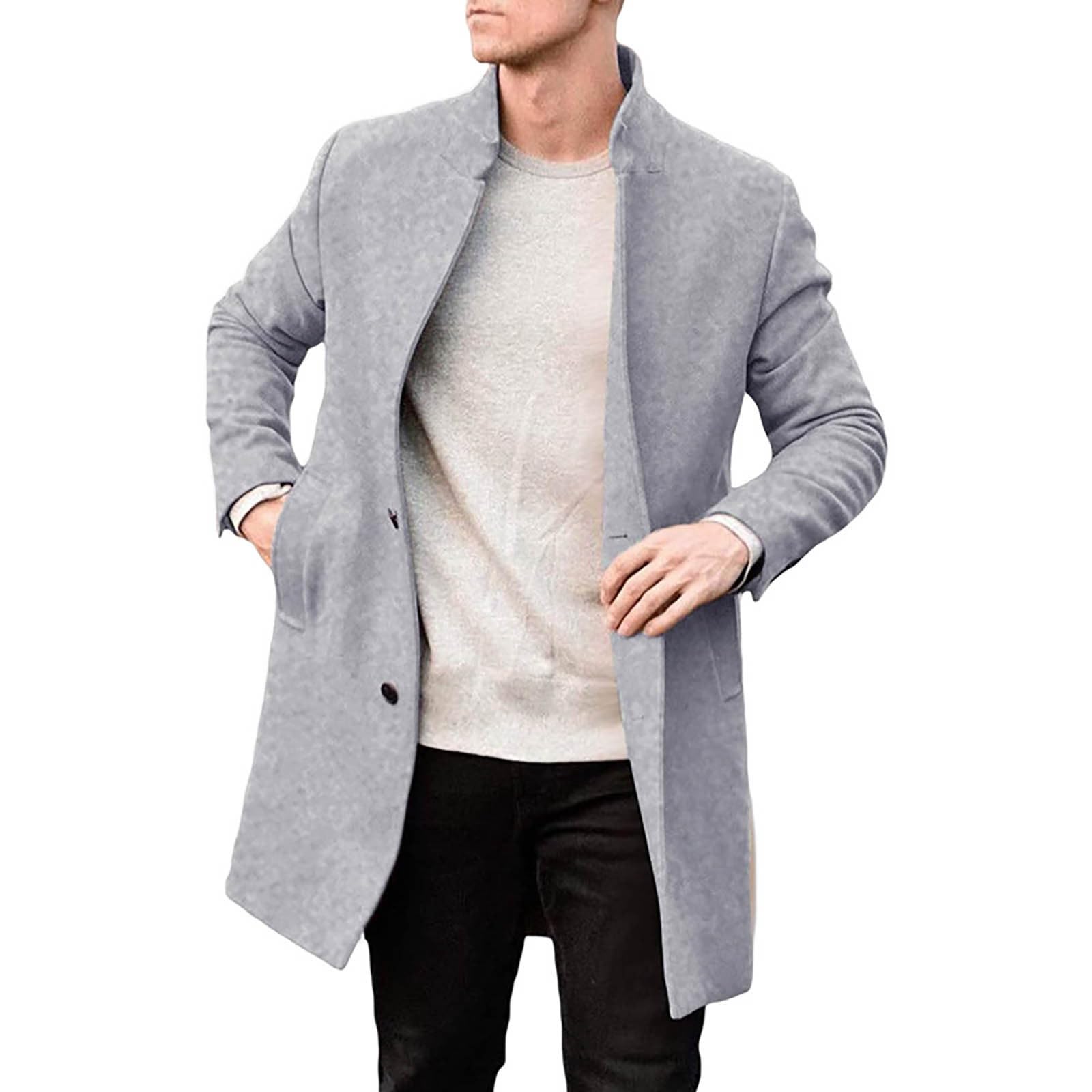 Generisch Trenchcoat Herren Business Dufflecoat, Herren Casual Fashion Bequemer Langer Einfarbiger Mantel Leicht Winddicht Outdoor Alltag Freizeit Jacke Funktional Stilvoll