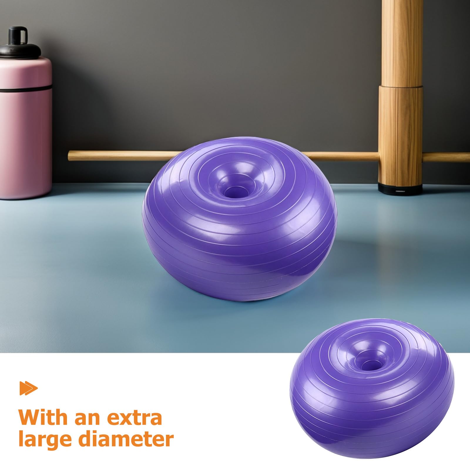 PACKOVE Pelota de Pilates con Forma de Donut, Superficie Antideslizante y Material PVC, a Prueba de Explosiones, Incluye Bomba de Aire para Ejercicios en Casa y Yoga