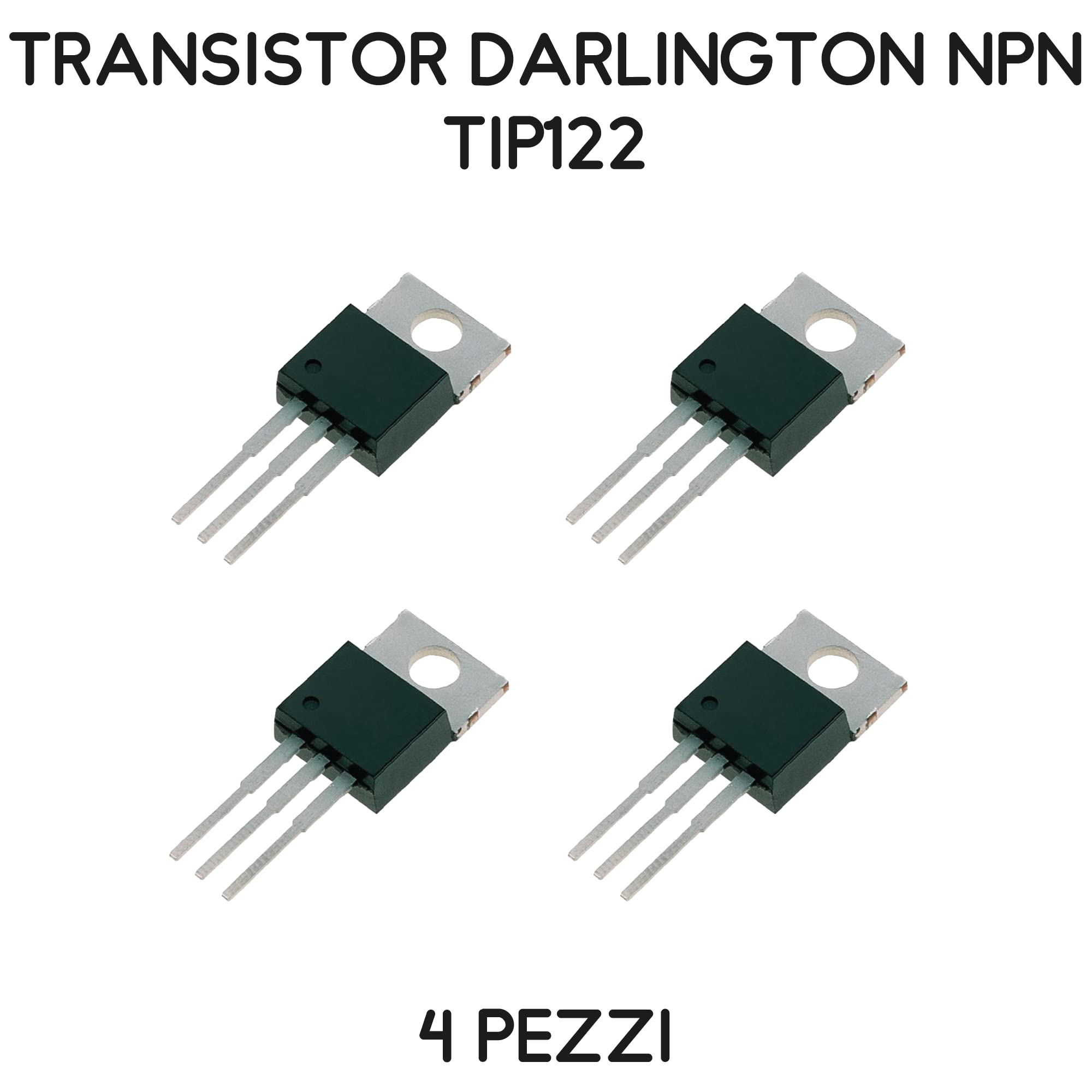 Kit di 4 transistor Darlington NPN TIP122 100V 5A