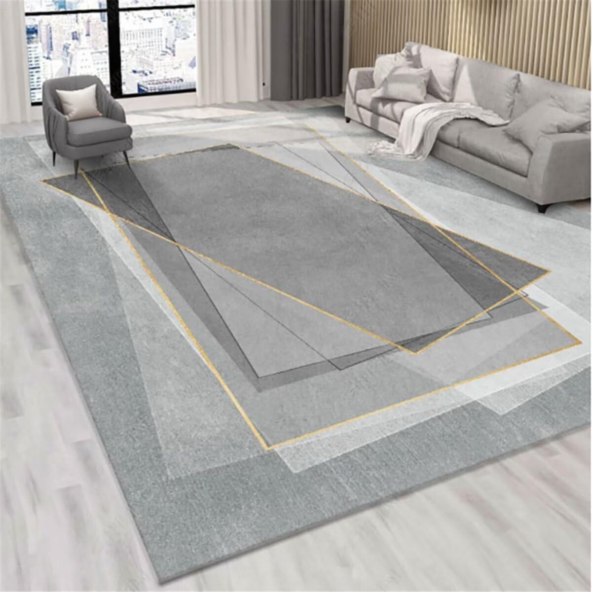 Cuadros Blancos Alfombras Pequeñas Dormitorio La decoración geométrica del hogar de diseño Minimalista Gris se Puede Personalizar Camas Dobles 120X160CM