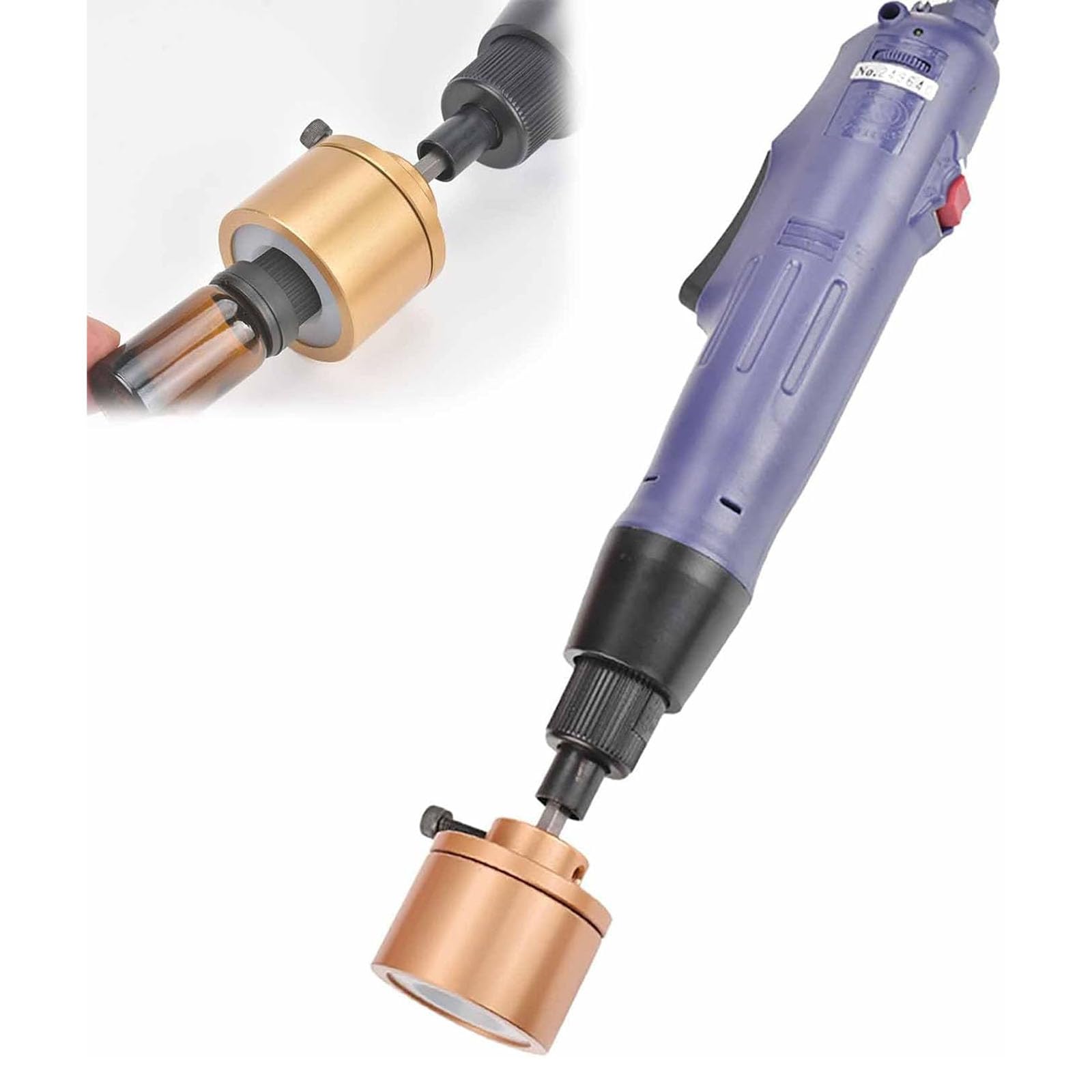 Strumento di tappatura manuale pneumatico elettrico per tappi a vite da 10-50 mm, velocità regolabile, funzionamento con un clic per un'efficiente sigillatura di bottiglie di plastica, 576 salviette