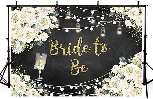 Miniatura 4 de Telón de fondo floral blanco de 8 x 6 pies, decoración de fiesta de despedida de soltera, suministros para parejas, boda, señorita a señora,