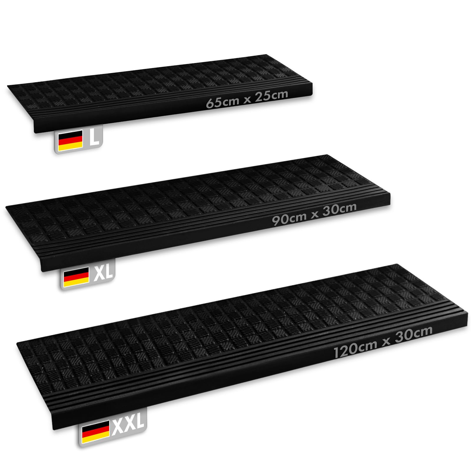 KARAT Stufenmatte aus Gummi - wetterfeste & Rutschhemmende Treppenstufen Matten - Gummistufenmatte für Außen - Treppenauflage - Antirutschmatte, 1 Stück, Diamond (25x65cm)