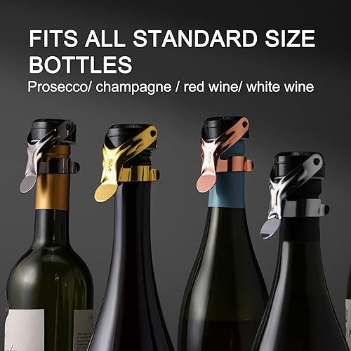 Miniatura 3 de OWO Tapones para botellas de champán de acero inoxidable, tapón reutilizable de corcho de champán y protector con silicona, sellador de botellas de