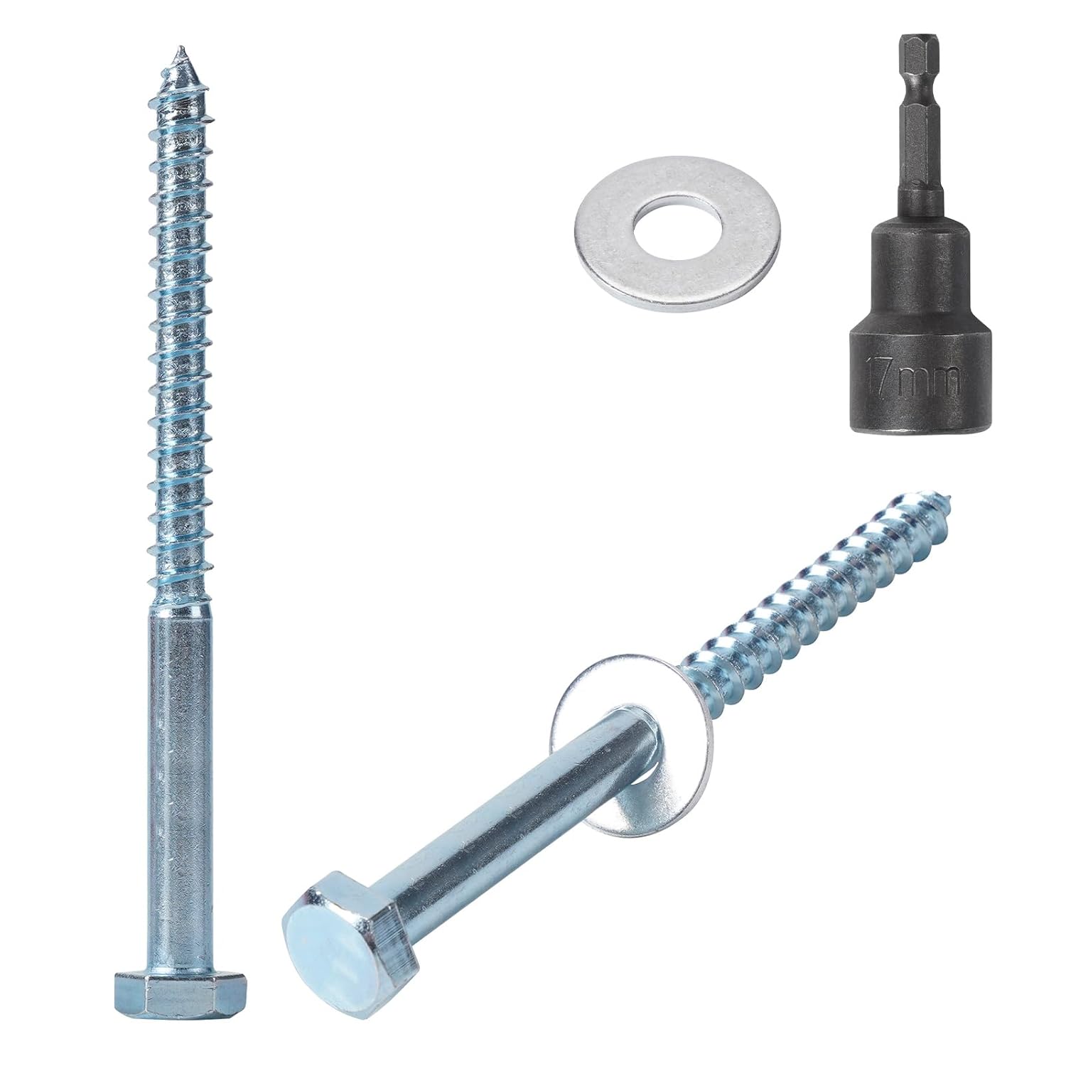 100 Pack Wood Lag Screws, 3/8" x 3" Hex Head Lag Bolts, Heavy Duty Hex Head Lag Screws, Wood Screw with Washers