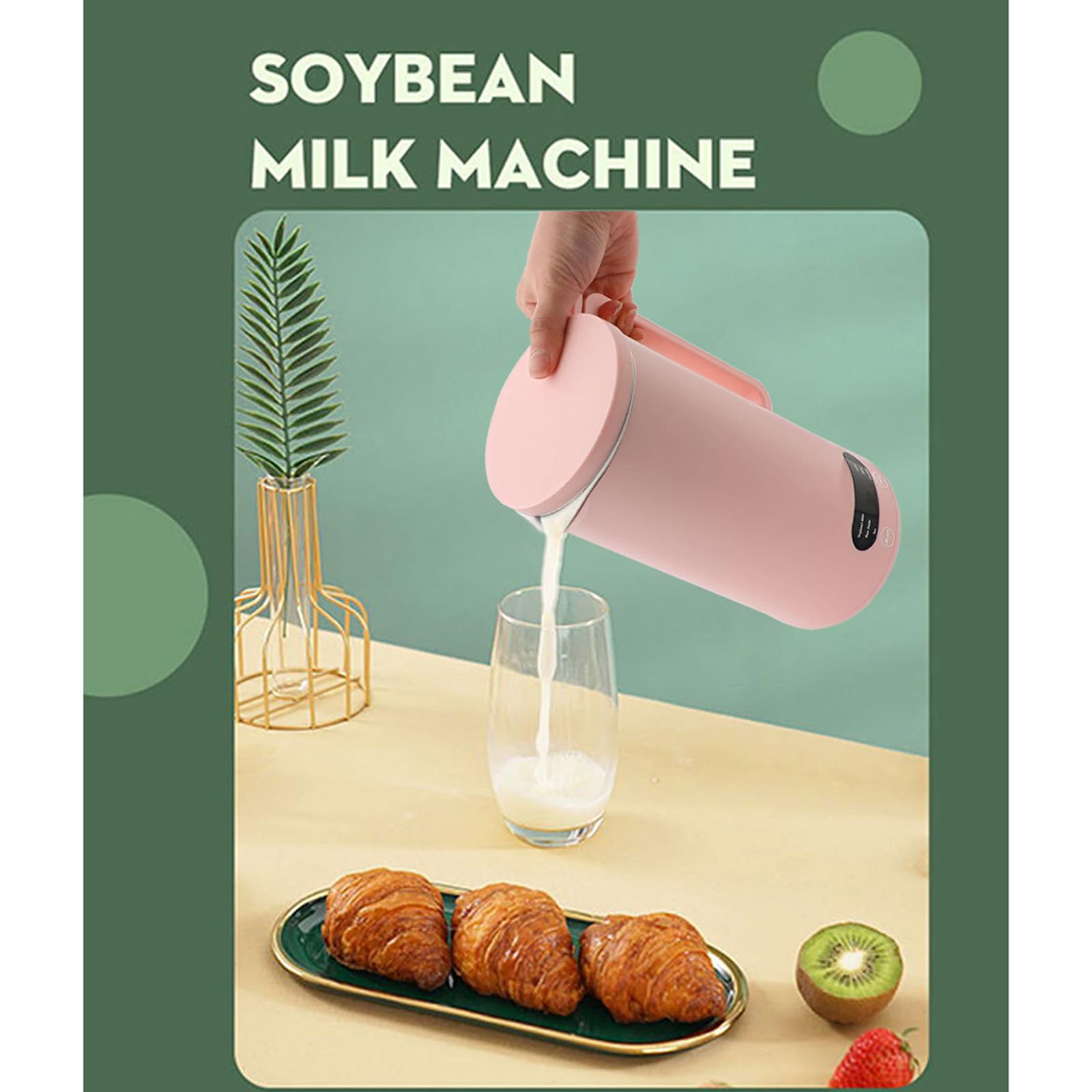 Mini macchina elettrica per latte di soia, 350 ml, sei funzioni, funzionamento silenzioso, per succhi di frutta, pasta di riso, miscelazione di alimenti,Pink