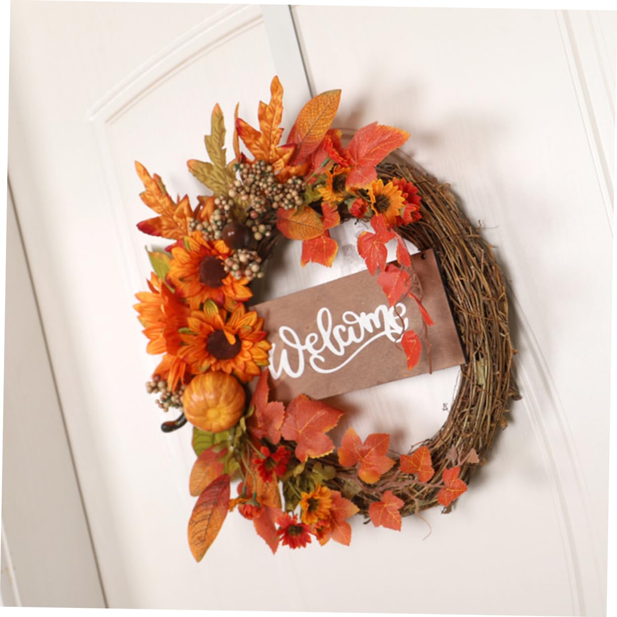Sonnenblumen Herbstkranz für Türdekoration, Orange