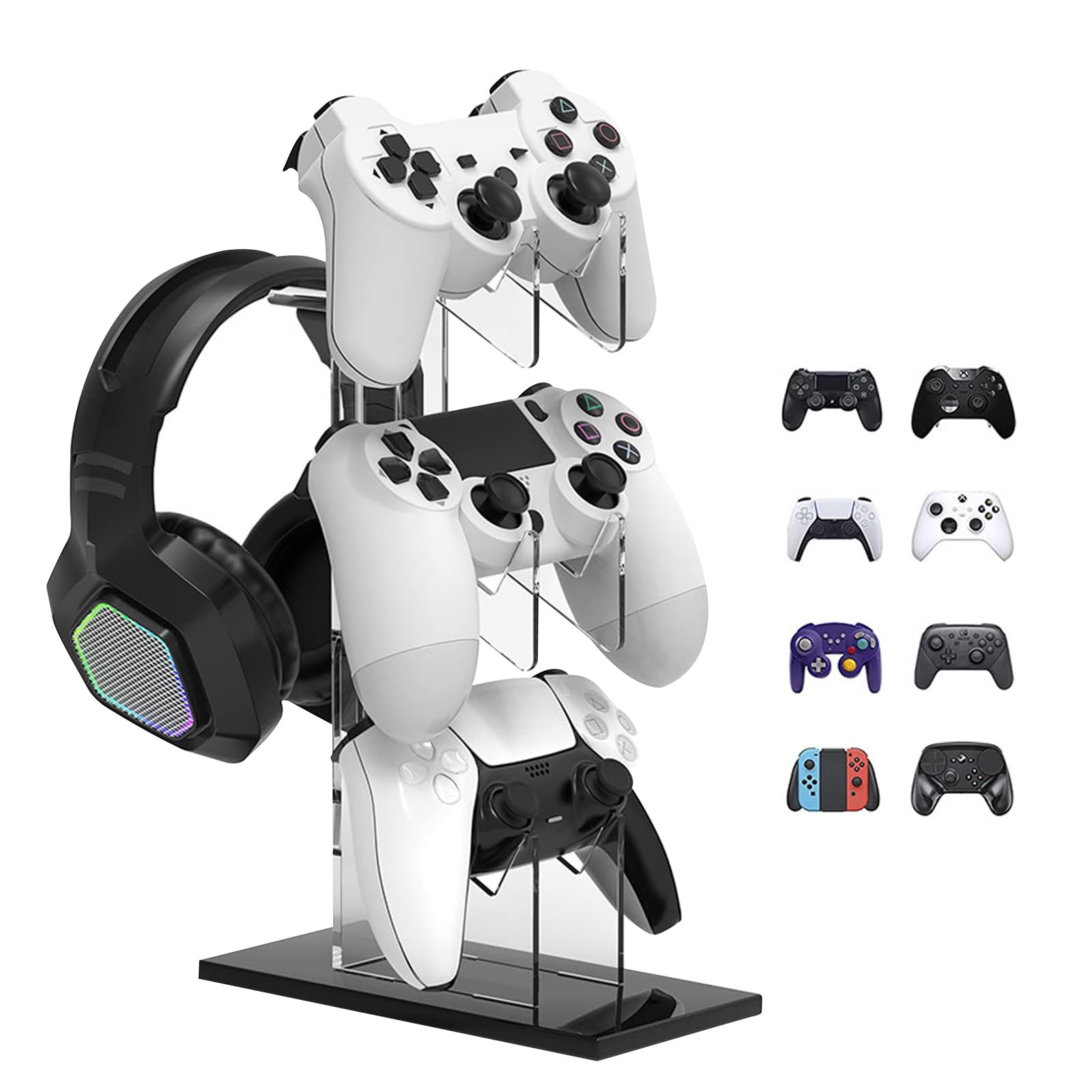 3 Tier Game Controller Holder And Headset Stand Compatible For PS4 PS5 Xbox Switch, Controller Stand Gaming Accessories,Clear - View #10