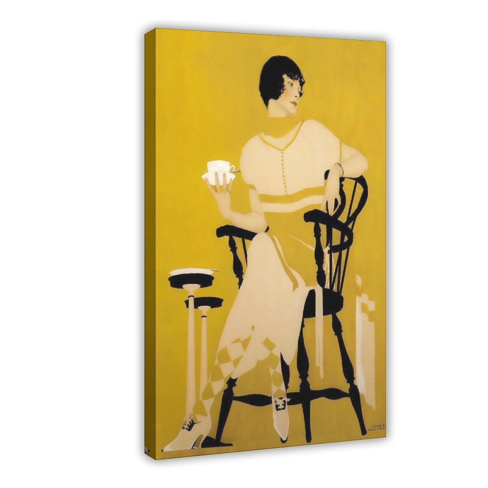 WCYB Coles Phillips Fadeaway Girl Print Vintage Americana Kitchen Posters Prints Canvas Deco Paintings Wall Art Hangable Frame 16" L X 24" W