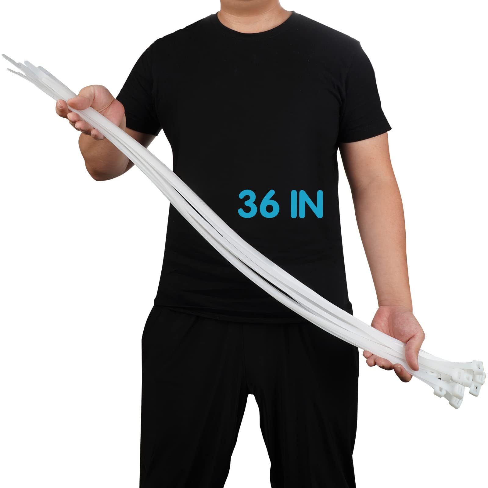 60 Pack Cable Ties Heavy Duty 12mm x 920mm, 220LB Industrial Strength Extra Wide White Zip Ties