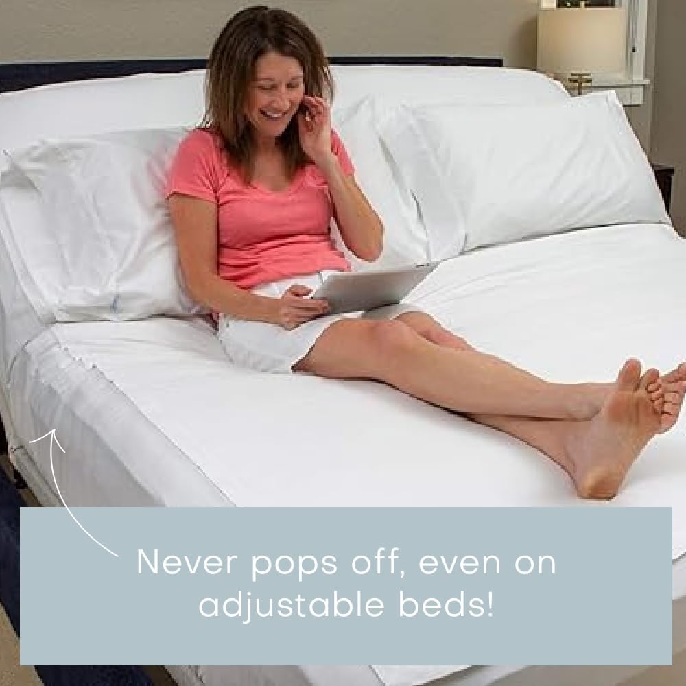 QuickZip Fitted Plus Spare Bundle: 1 Fitted & 1 Zip Sheet - Easy to Change, Soft Percale Cotton 400 TC - Deep Pockets, Queen Size - White