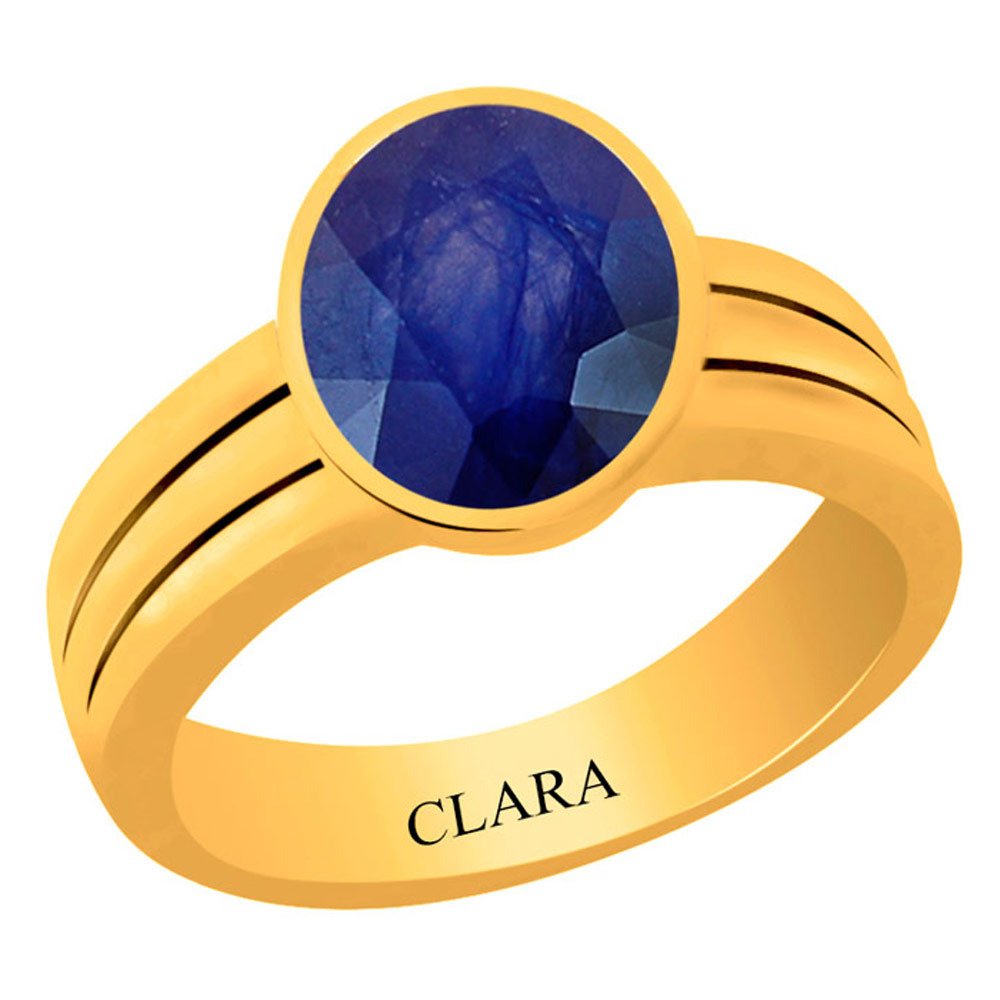 Certified Blue Sapphire Neelam 8.3 Carat or 9.25ratti Panchdhatu Gold Plating Astrological Ring for Men & Women-image-3