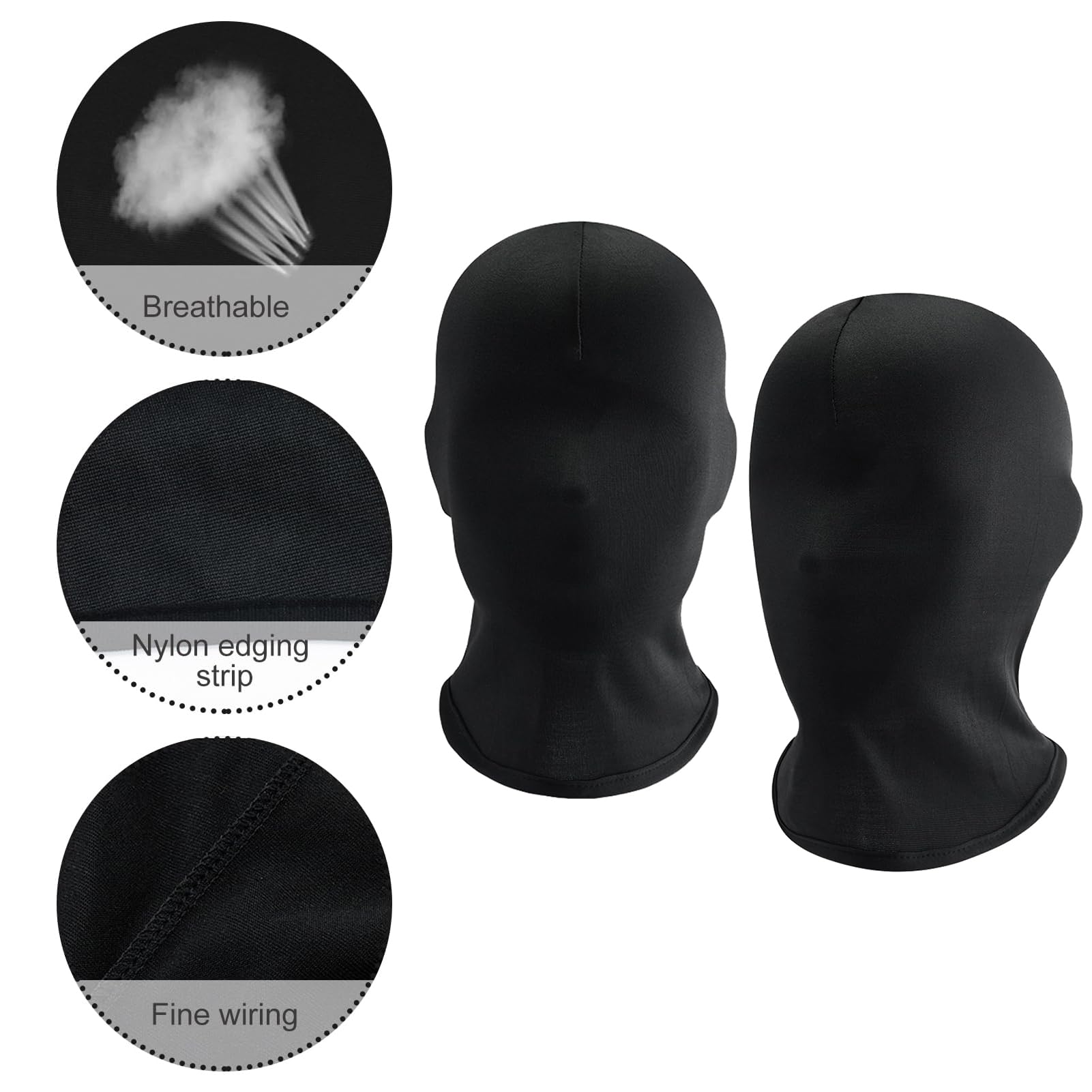 Black Full Face Mask Halloween Full Black Face Cover Spandex Zentai Hood Head Cover Mask Faceless Morph Mask for Halloween Party Costume Unisex Men Adult Women - Image 3
