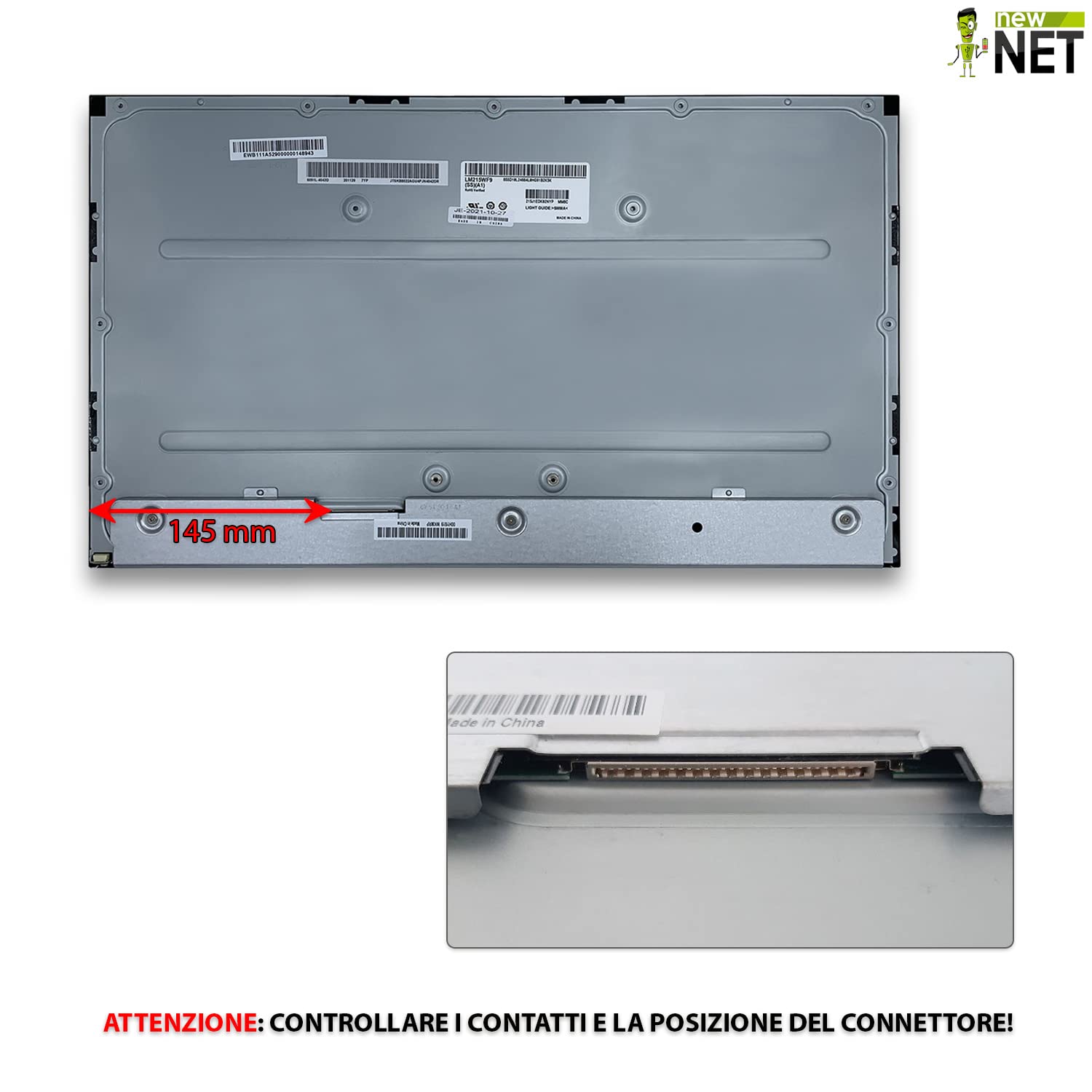 new net Pannello LCD Schermo Display Compatibile con ASUS all in One E5202WHAK M3200WUAK V222F V222U V222FAK [ 21.5 Pollici - Full HD - 1920 x 1080-30 Pin ]