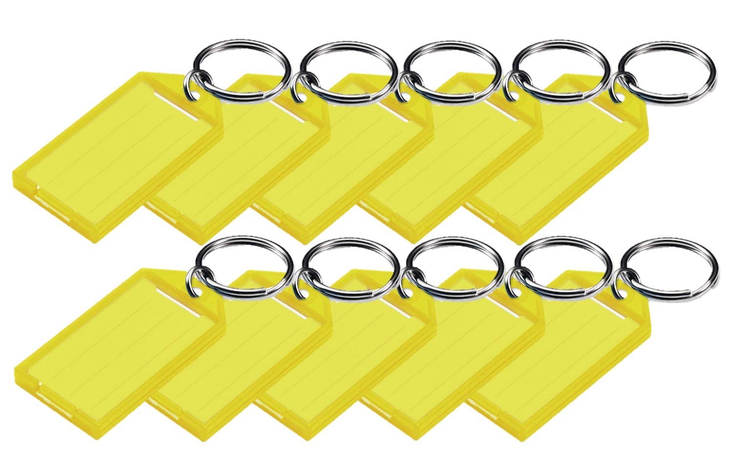Lucky Line Key Tag with Flap, Split Ring & Paper Insert for Labeling, Key Organization & Identification, 10-Pack, Yellow (6058010)