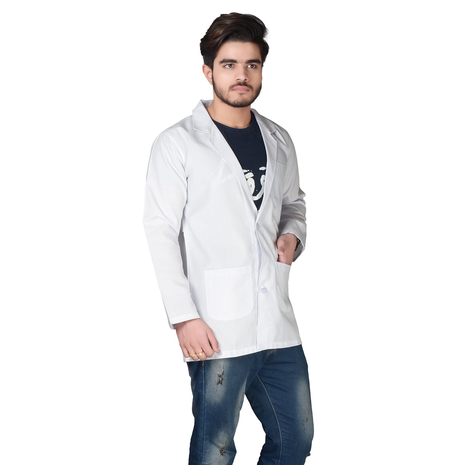 saraf Poly Cotton Half Sleeve Lab Coat, Unisex, Perfect Fit,-picture-18