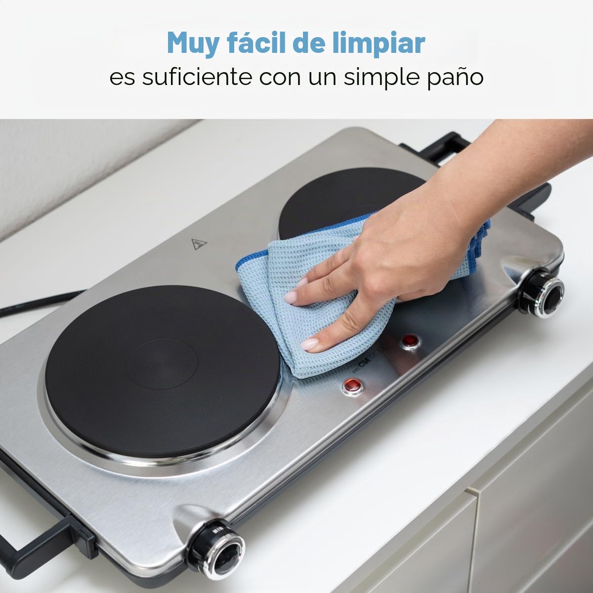 Placa de cocción doble Clatronic® de acero inoxidable | 2 placas | 2500W | placa eléctrica | placas con protección contra sobrecalentamiento | DKP 3668 E