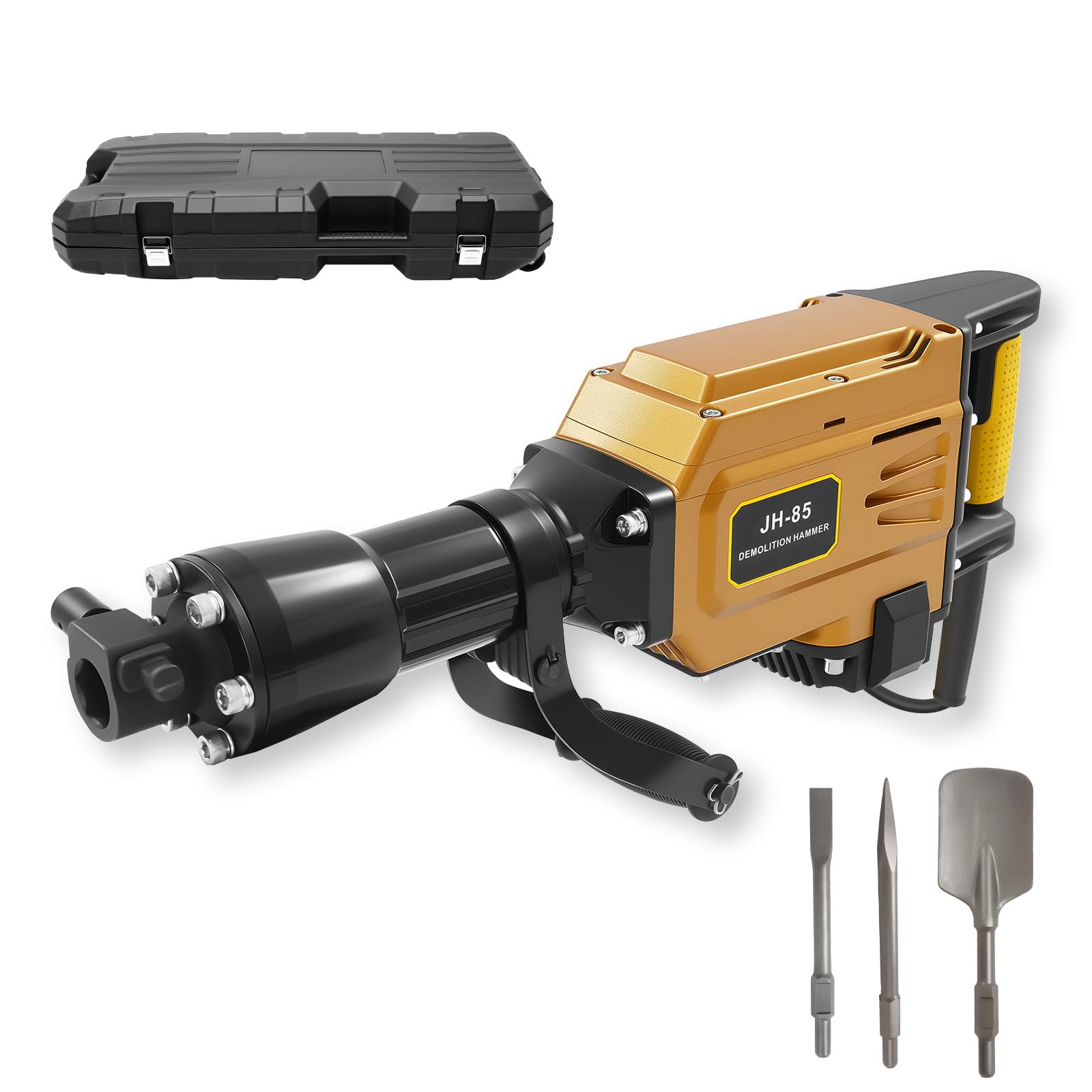 Tkkmivcoc Demolition Jack Hammer Breaker Drill, 1700W Electric Concrete Breaker With Flat Chisel & Scraping Chisel & Point Chisel And Case, For Trenching Chipping Breaking Holes In Concrete