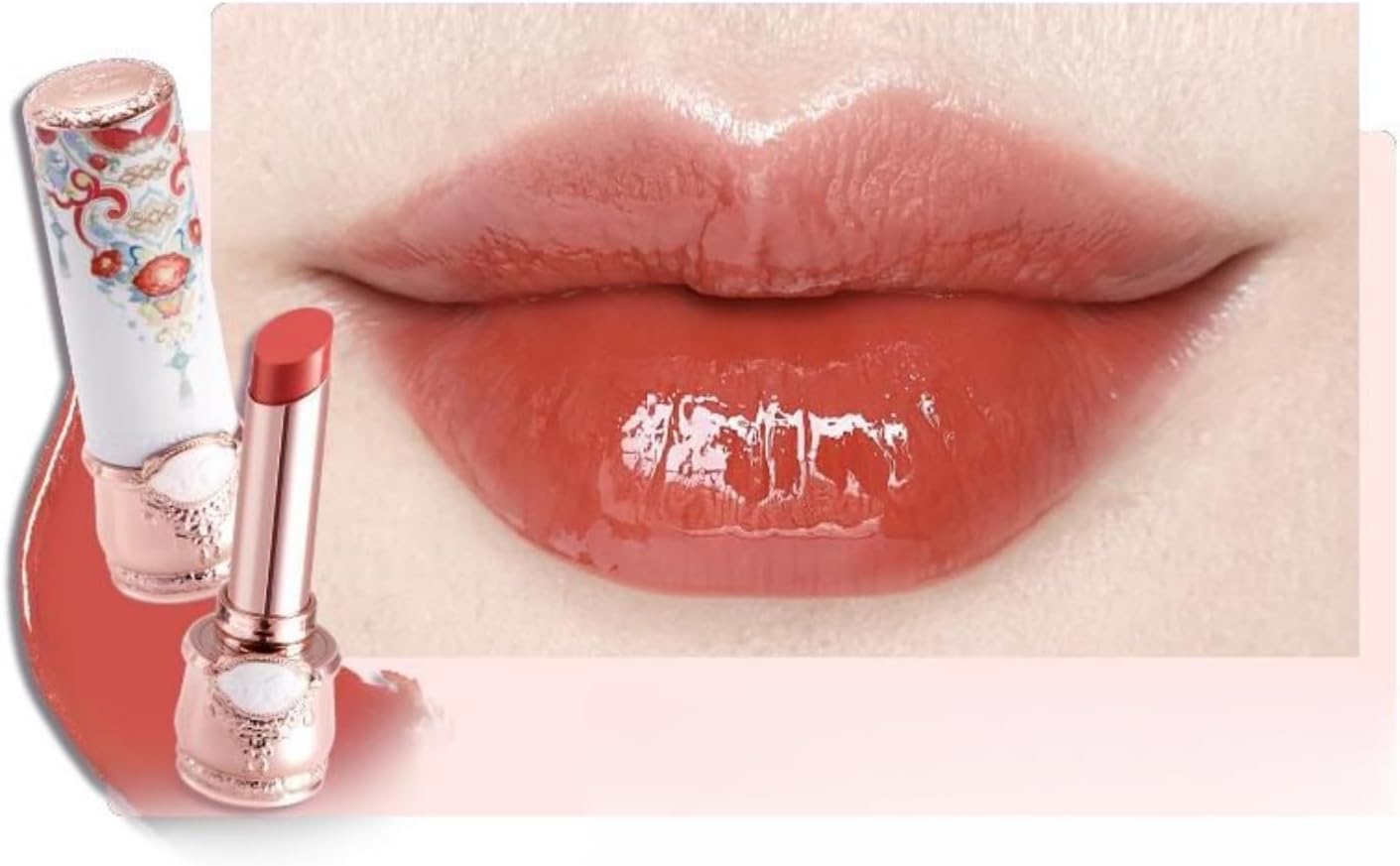 Flower Knows Butterfly Cloud Collar Glossy Lipstick,Hydrating Solid Lip Gloss,Moisturizing Red Tinted Lip Balm,Long Lasting Lip Gloss in Balm for Girls&Women,(C08 Sunset Clouds)