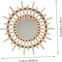 Vista 2 de DECHOUS Espejo de maquillaje de ratán, espejo de pared bohemio, espejo de pared rústico, espejo bohemio para colgar en la pared, espejos montados