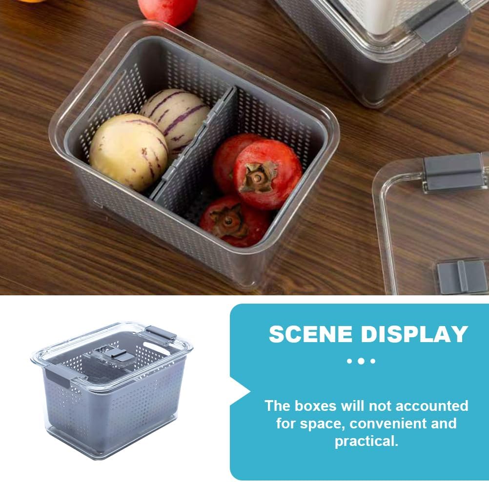 Cabilock Food Storage Container 7.8 Inch Clear Fresh Box with Breathable Valve Refrigerator Organizer for Kitchen and Camping