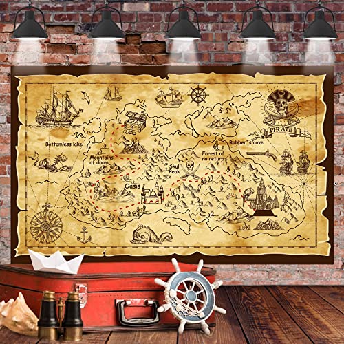 WUERKIYA Mapa del tesoro pirata, telón de fondo, isla, mapa del tesoro, tapiz náutico, decoración colgante para fiesta temática de búsqueda del tesoro, fiesta de cumpleaños, hogar, sala de juegos