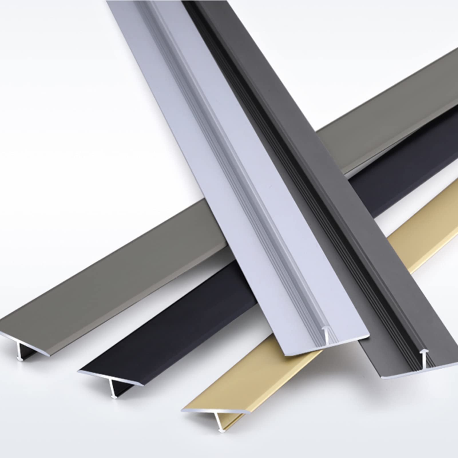 XBTGS Tira de transición de suelo desigual para puerta, tira de transición de piso de moldura en T, tiras de aluminio a laminado, tiras de borde de piso para entrada del hogar, puertas de pisos