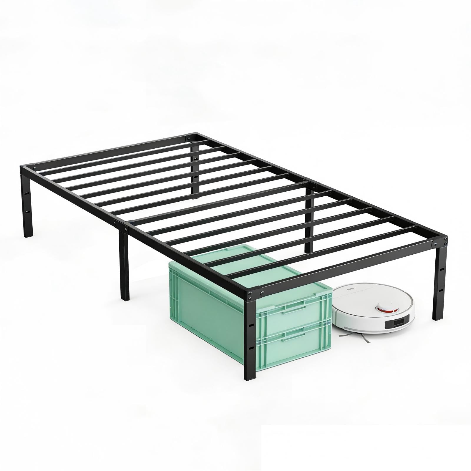 OLIXIS Twin Bed Frame, Heavy Duty Sturdy 12 Inch Metal Platform Bed with Storage Space, Enhanced Stability &amp; Noise-Free, No Box Spring Needed, Easy Assembly