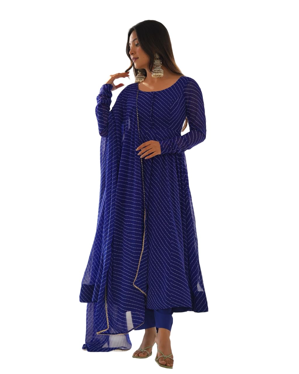 by Georgette Laheriya Print Fabric Fully Flair Anarkali Gown Set.-image-31