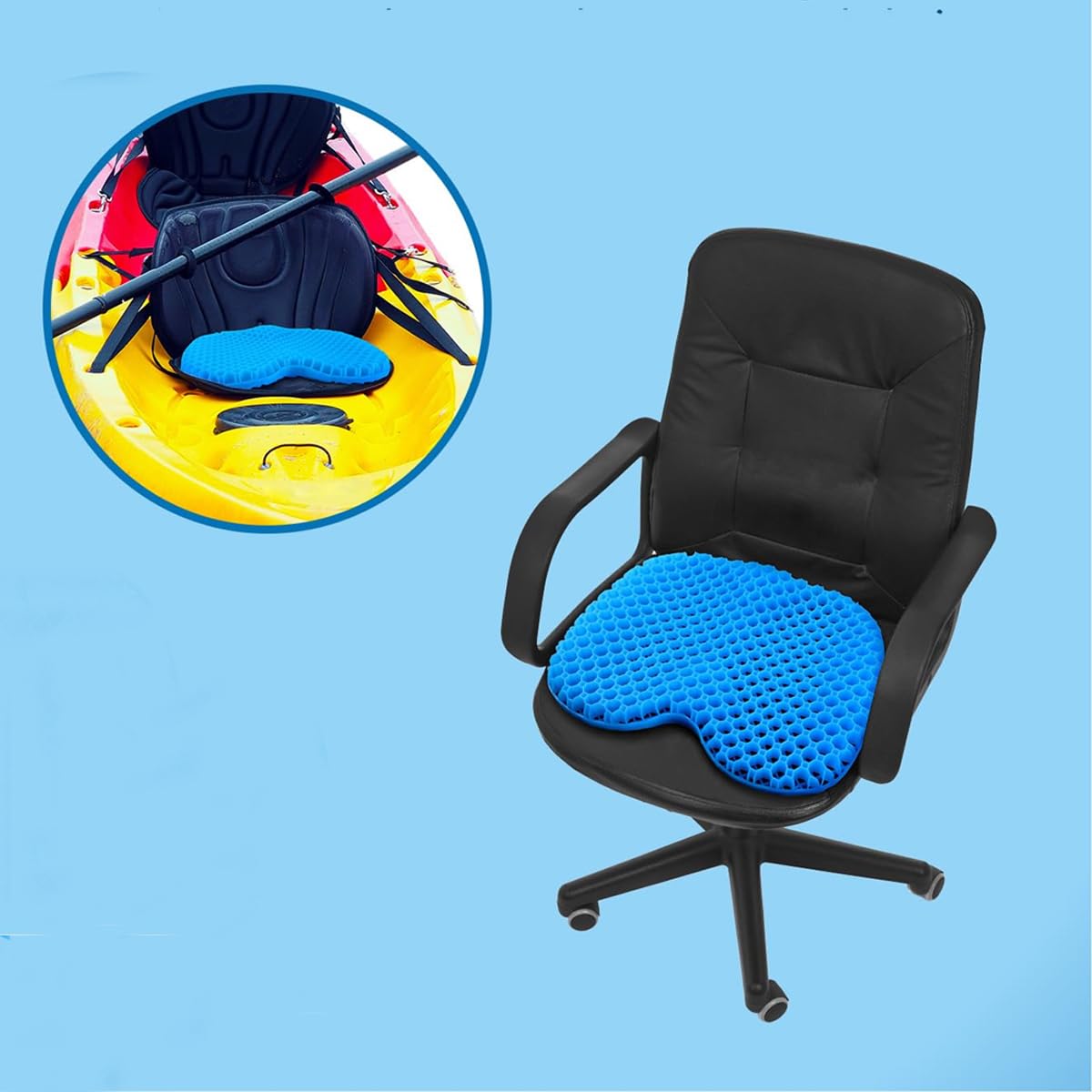Coussin de siège de kayak antidérapant, imperméable, gel, portable, confortable, soulagement de la pression, pour bateau, canoë, aviron, activités de plein air