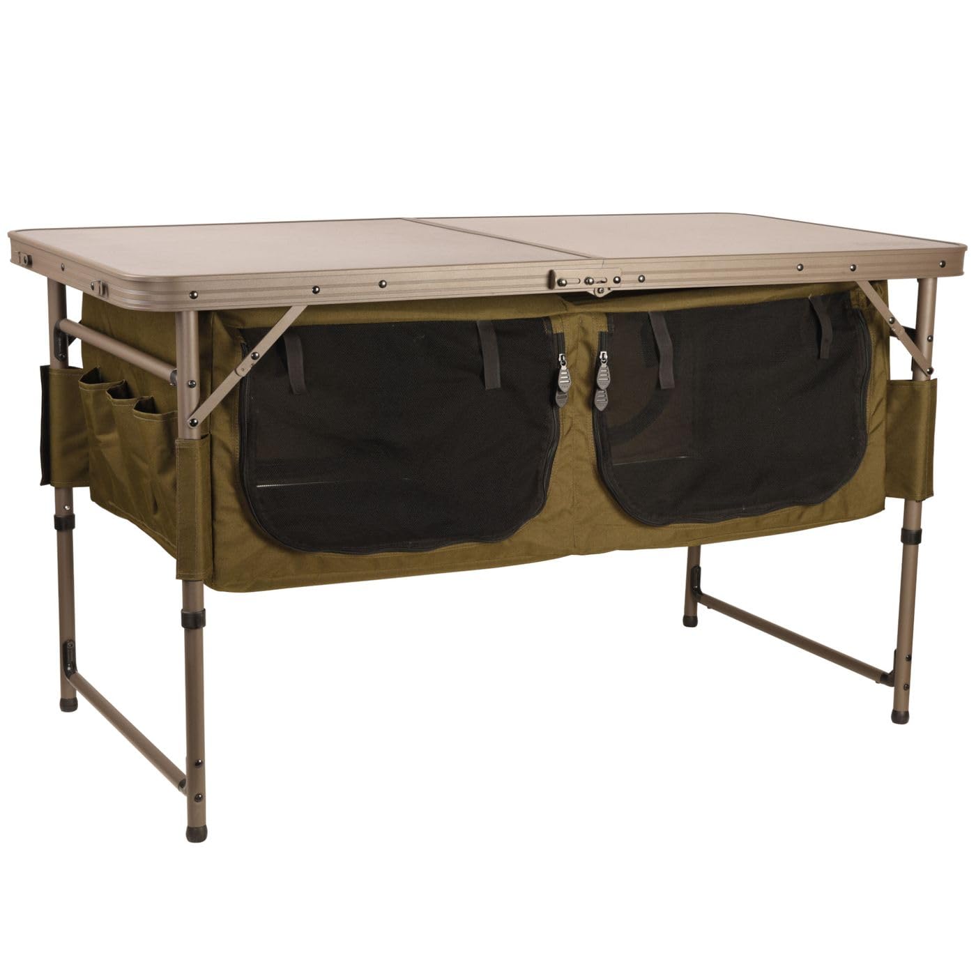 Fox Session Table with Storage 120x60x68cm - Tisch Campingtisch, Angeltisch fürs Kochen und Zubereiten von Mahlzeiten mit Stauraum