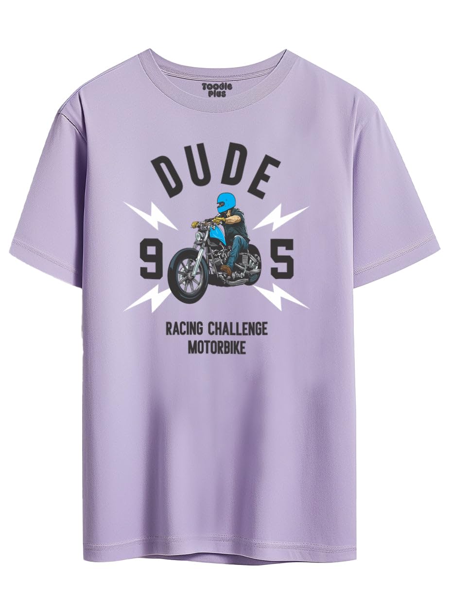 toodlegram 100% Pure Cotton Plus Size T Shirt for Men- Regular Fit - Half Sleeve Roundneck Stylish Tshirt - Graphic Printed Motorbike Dude - Size - (3XL to 10XL)-picture-20