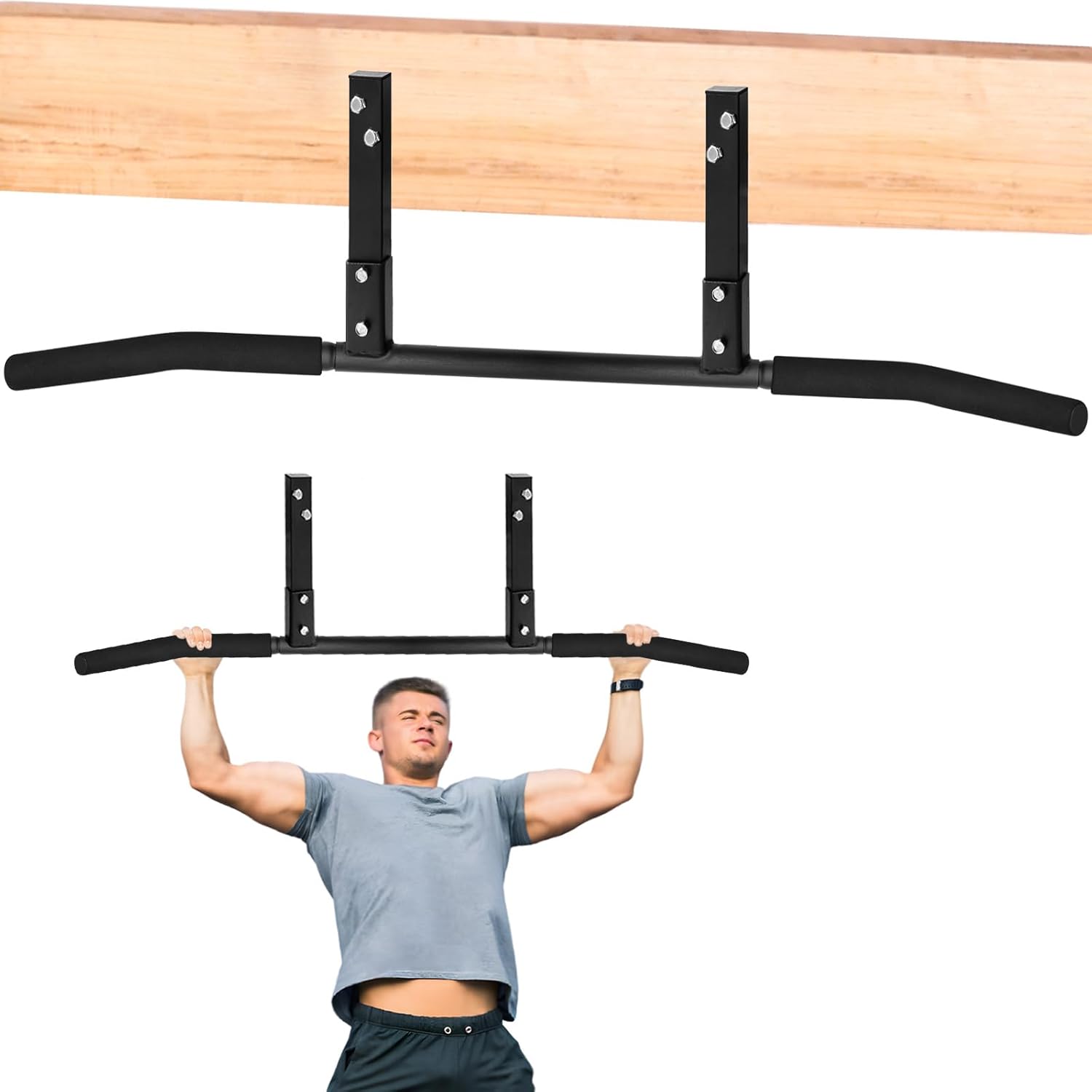 ATENTO Pull Up Bar, Chin Up Bars Ceiling Mount by Ultimate Body Press, Workout for Home Gym, Beam, Crossfit - Heavy-Duty, Foam Grip, Easy installation