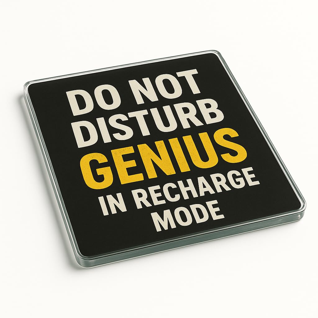 The Plum Penguin Recharge Mode Genius Humorous Acrylic Coaster Gift For Grandad Birthday - Unique Drinkware Present For Coffee Table