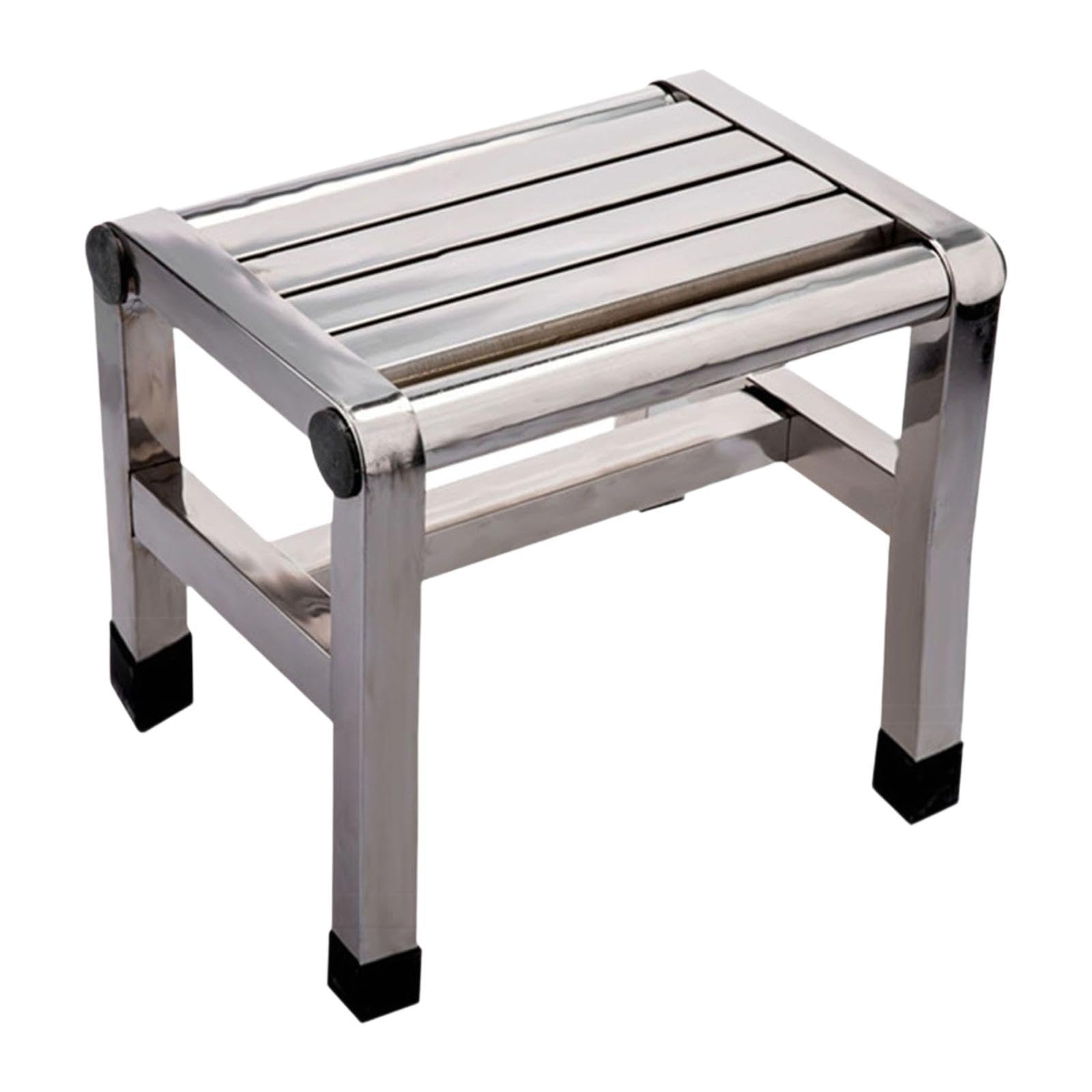 Qectial Metall Trittschemel, Duschbank, Stabil, rutschfest, Multifunktional, Fußstütze, Badhocker für Schlafzimmer, Badezimmer, Kinder, Senioren, 31 cm X 21.6 cm X 31 cm