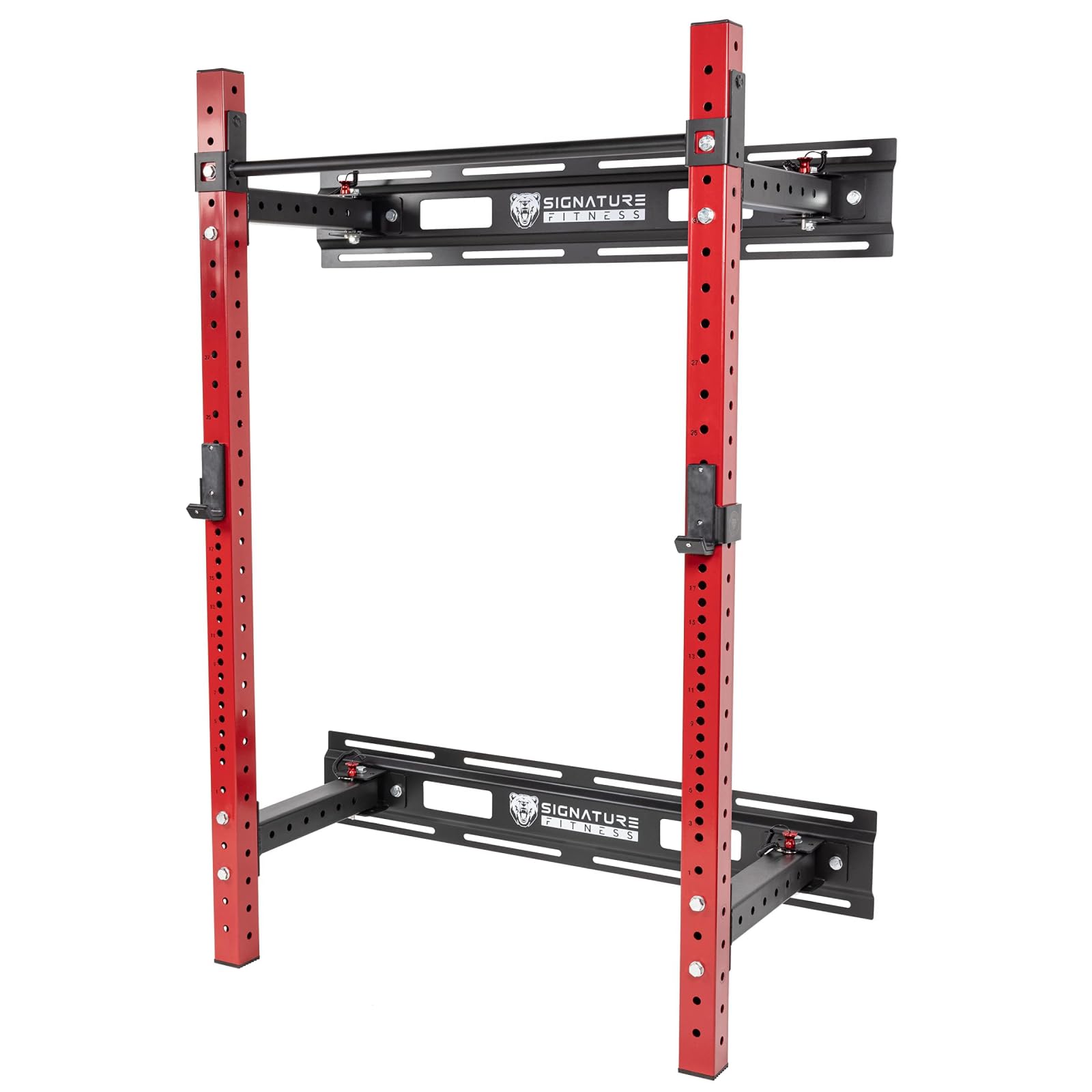 Photo 1 of Fitvids 3"x3" Wall-Mount Foldable Power Cage with Pull-Up Bar & J-Hooks - Space-Saving Home Gym Rack