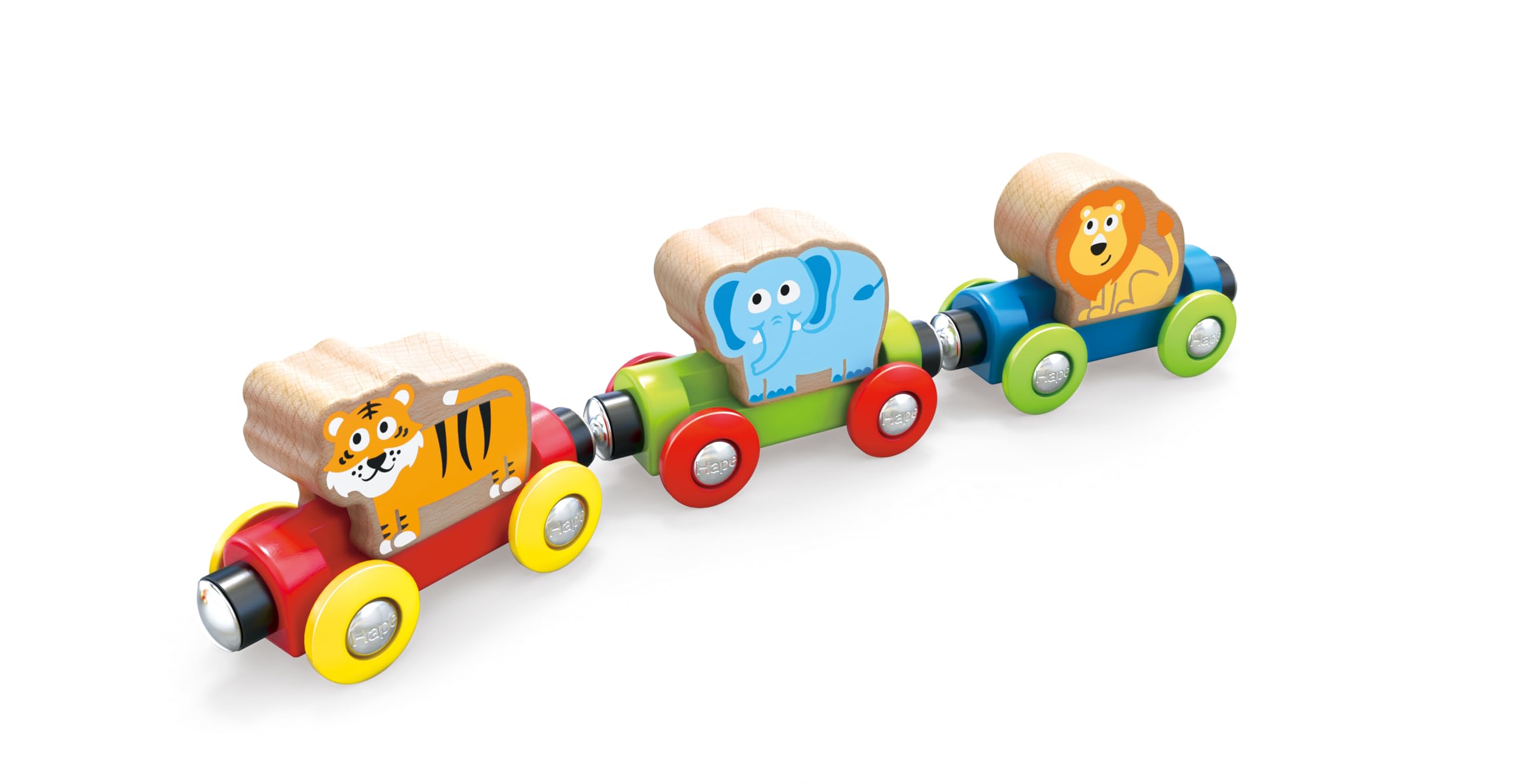 Hape Jungle Journey Train | Wooden Train Set with Animal Carriages | Elephant, Lion, and Tiger Figures | Sustainable Toy for Toddlers Aged 18 Months and Up
