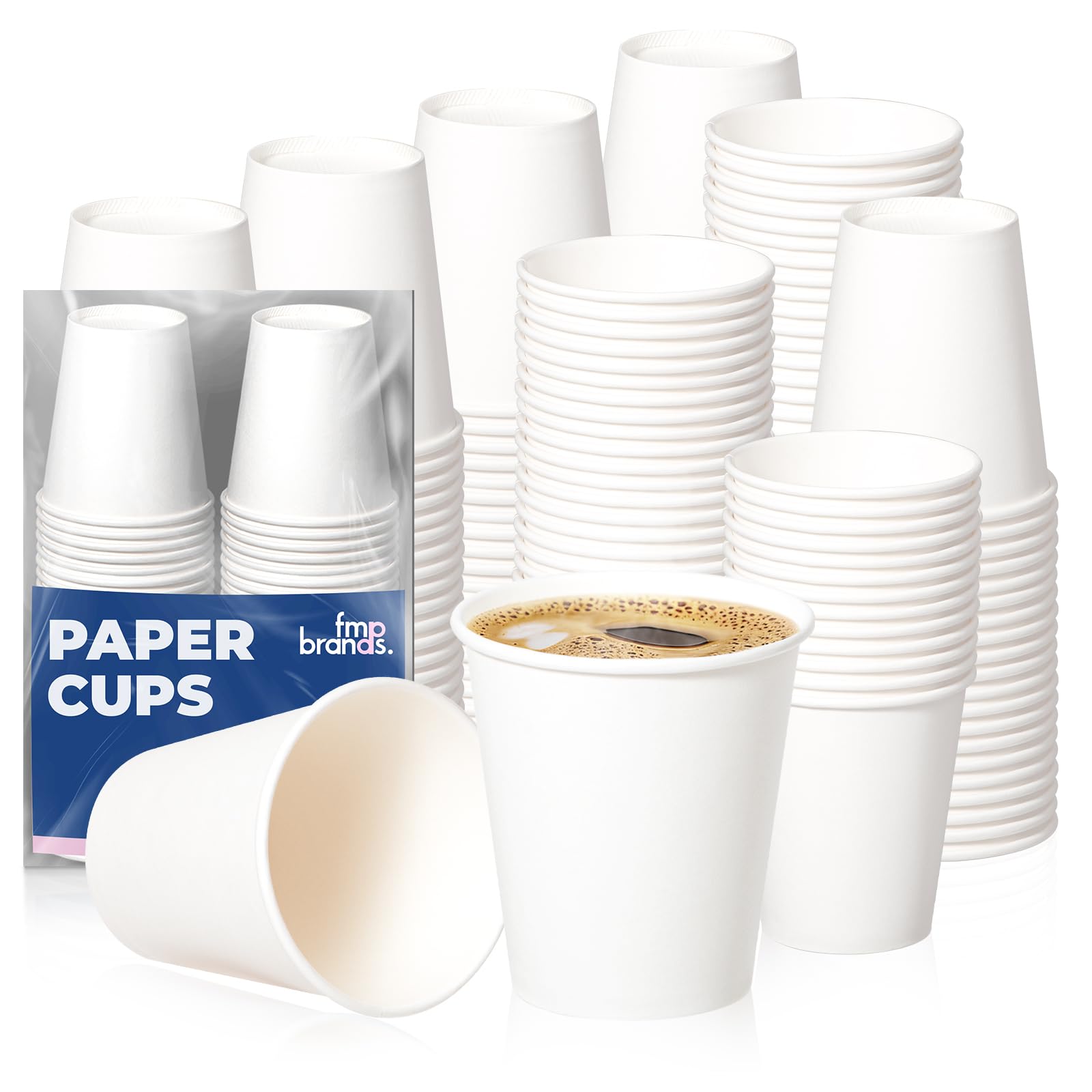 Amazon.com: Fit Meal Prep 200 Pack 10 oz Disposable Paper Coffee Cups,  Premium White Hot Cups for Hot/Cold Beverage, Durable Thickened Paper Cup  Bulk for Party, Office, Bussines, Home, Bistros, Daily Use :