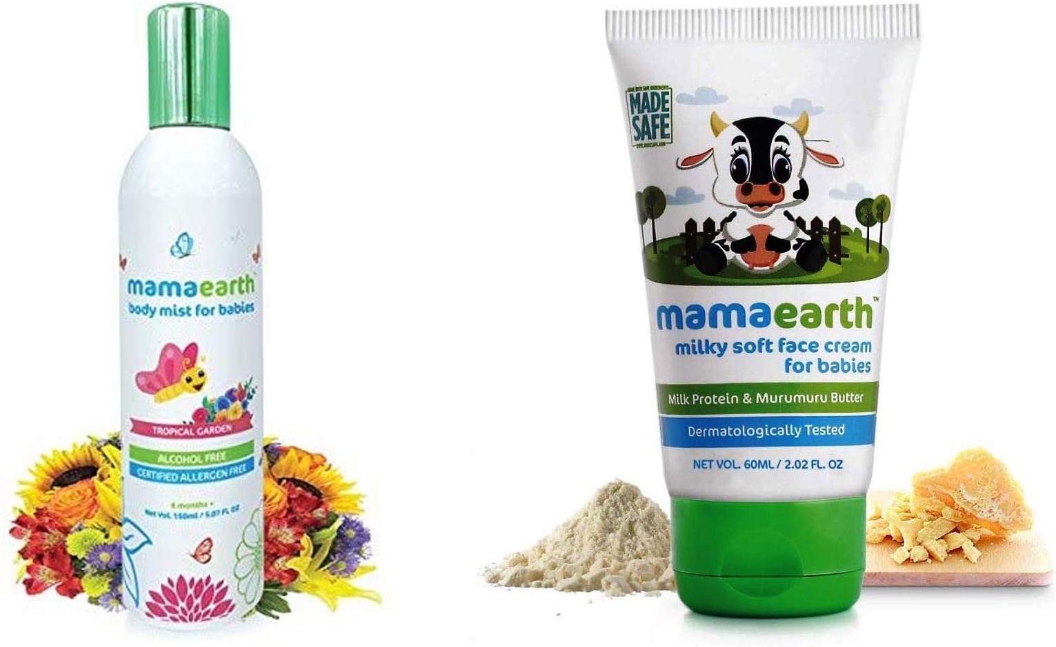 Mamaearth Milky Soft Natural Baby Face Cream for Babies 60Ml and Mamaearth Perfume Body Mist for Babies and Kids with Allergen Free Tropical Garden Fragrance for All