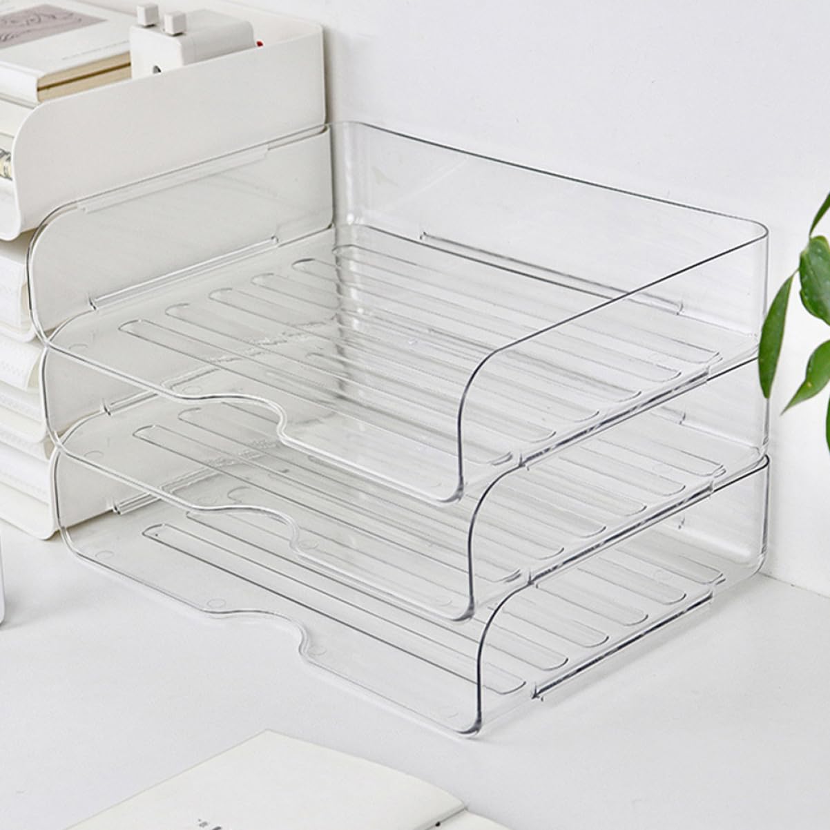 NUOBESTY 4stücke Teilige Stapelbare Papierablagen Schreibtischablagen Für Büro Papier-organizer Stapelbare Ablagen Schreibtisch-papierablage Aktenständer Büro-organizer Ablage Für