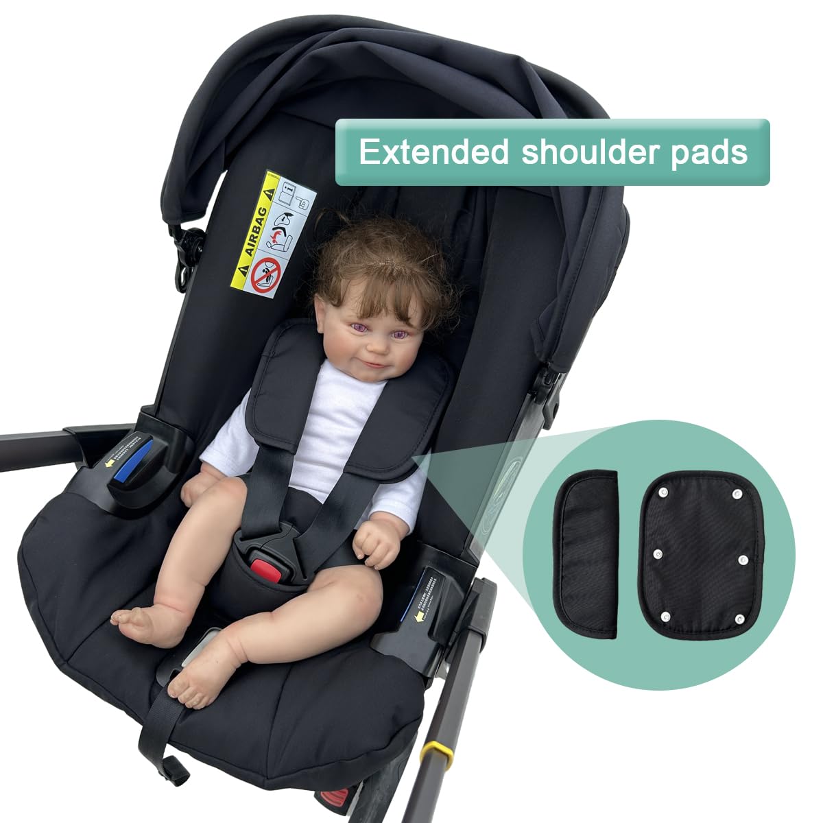 Doona Kinderwagen Ersatzdach X Doona+ i Autositz-Kinderwagen 4 Segmente ausziehbarer Sonnenschutz maschinenwaschbar schwarz