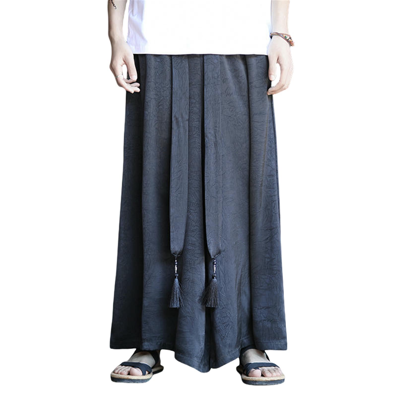 Pantalon lanterne homme coton lin coupe ample à cordon - 8
