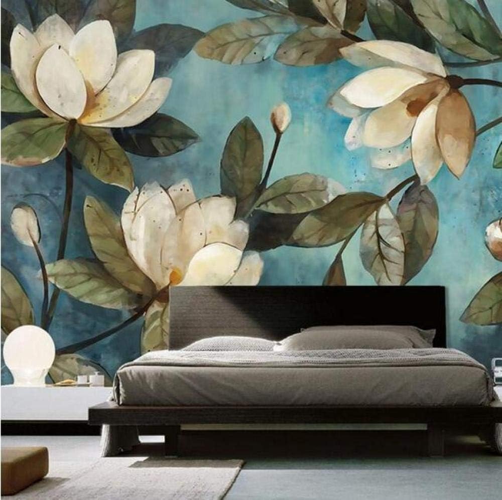 Papier peint intissé fleurs blanches 3D au fini papier peint haut de gamme pour chambre