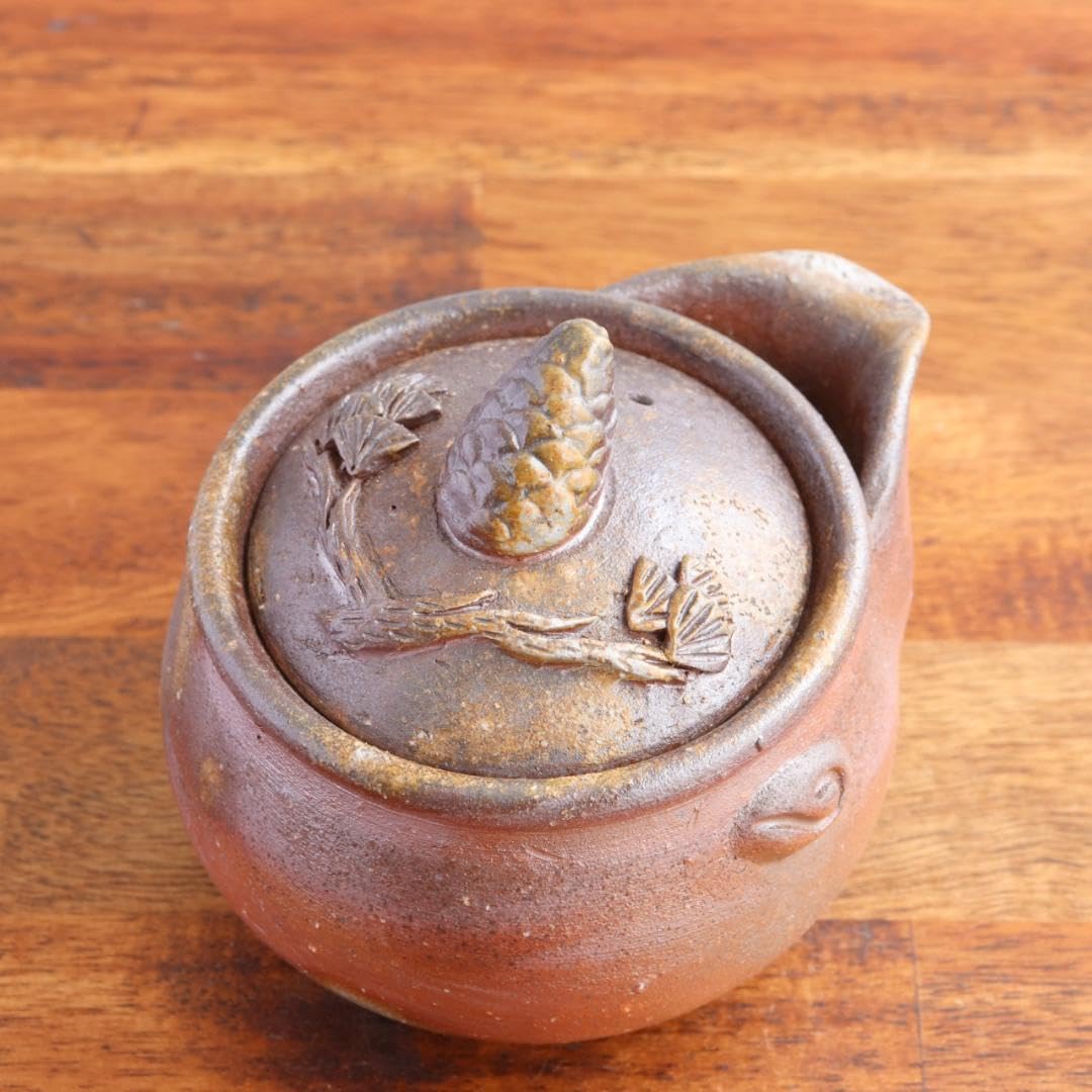 ㊾備前焼 宝瓶 登り窯 松 まつ マツ 手びねり 急須 ⑳備前焼 宝瓶 登り窯 松 まつ マツ 手びねり 急須