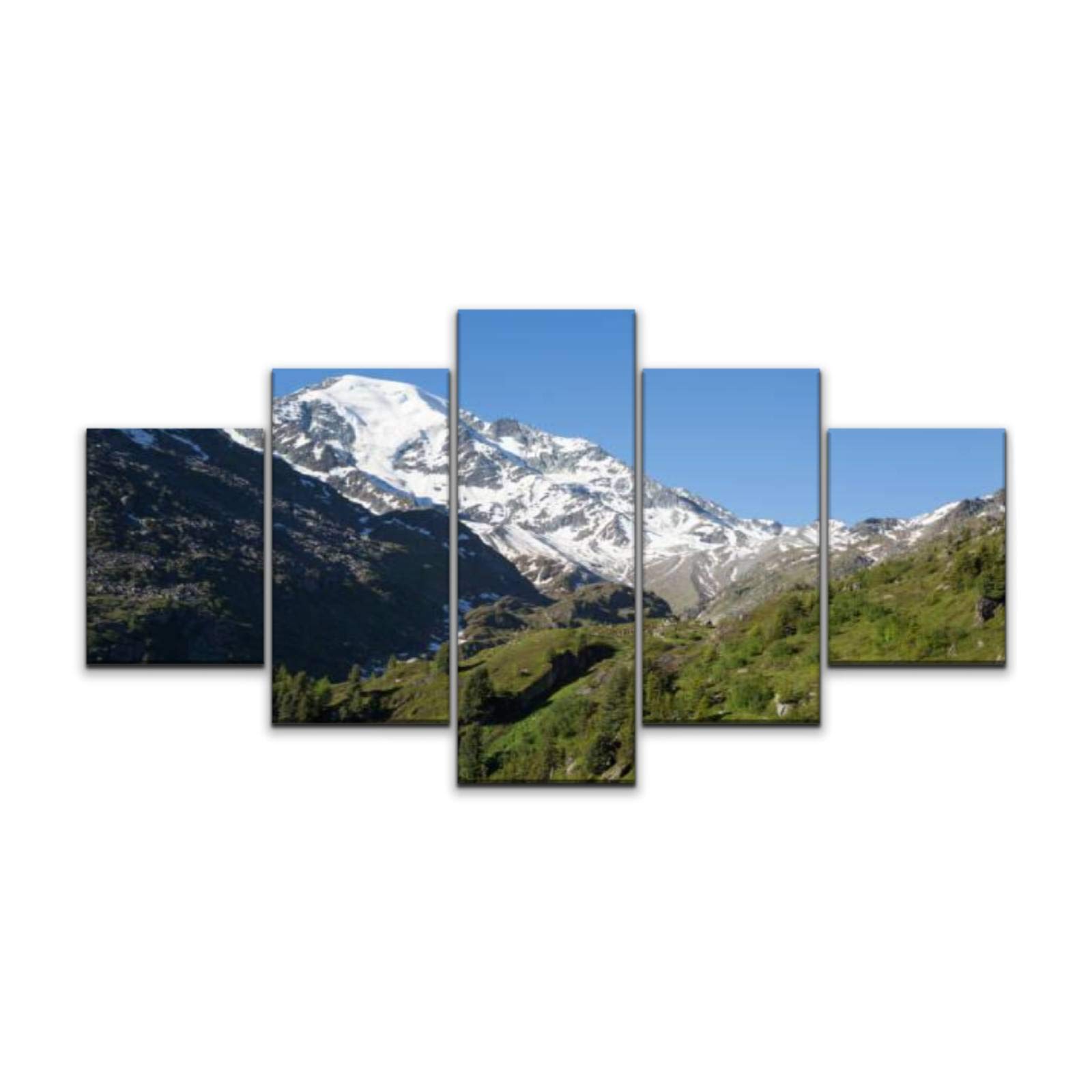 XEPPO 5 Panels Wall Art Print On Canvas Senery Along The Trail from Mountain hut Brunet to Mountain hut Modern Abstract Picture Poster for Home Decor Stretched and Framed Ready to Hang (60''Wx32''H)