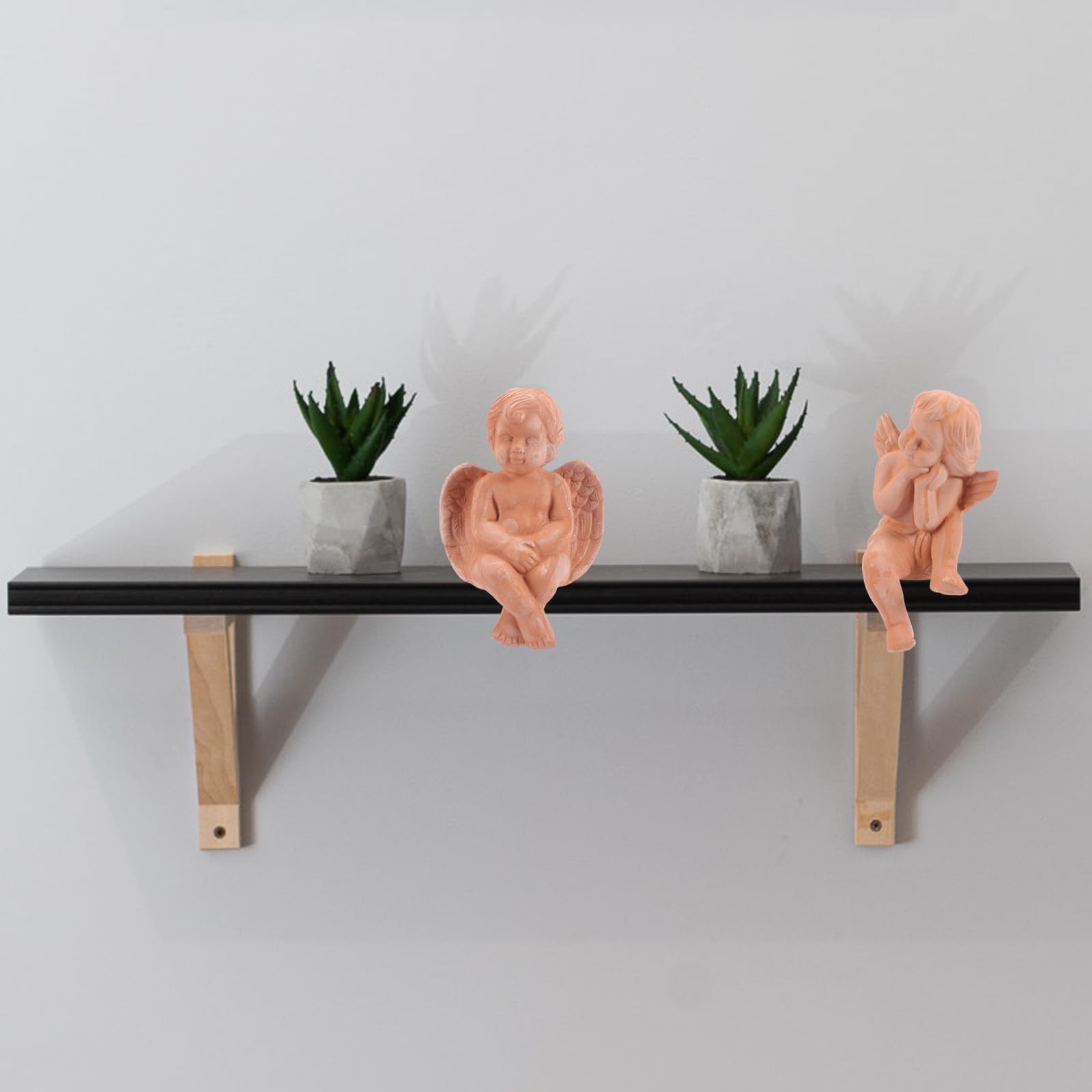 Statua di Angeli in Ceramica 2 Pezzi per Decorazione Casa e Ufficio, Scultura in Terracotta Resistente e Adorabile per Vasi e Arredamento da Tavolo
