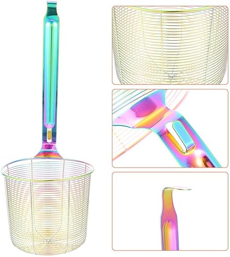 Miniatura 8 de ZzzaNa Deep Fry Basket Stainless Steel Pasta Basket Metal Frying Basket Mesh Spider Strainer Spaghetti Strainer Noodle Colander Drainer Slotted