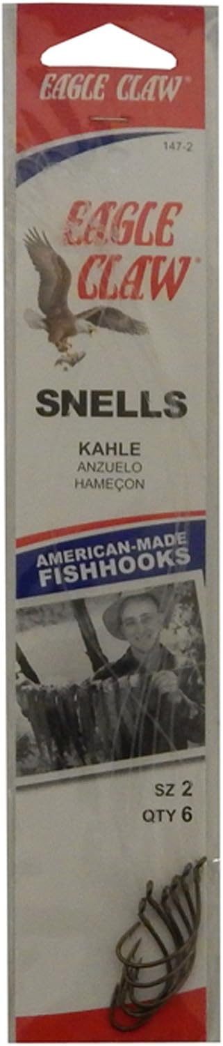 Eagle Claw 147-2 Snelled Hooks, Multi (147H-2) : Fishing Hooks : Sports & Outdoors