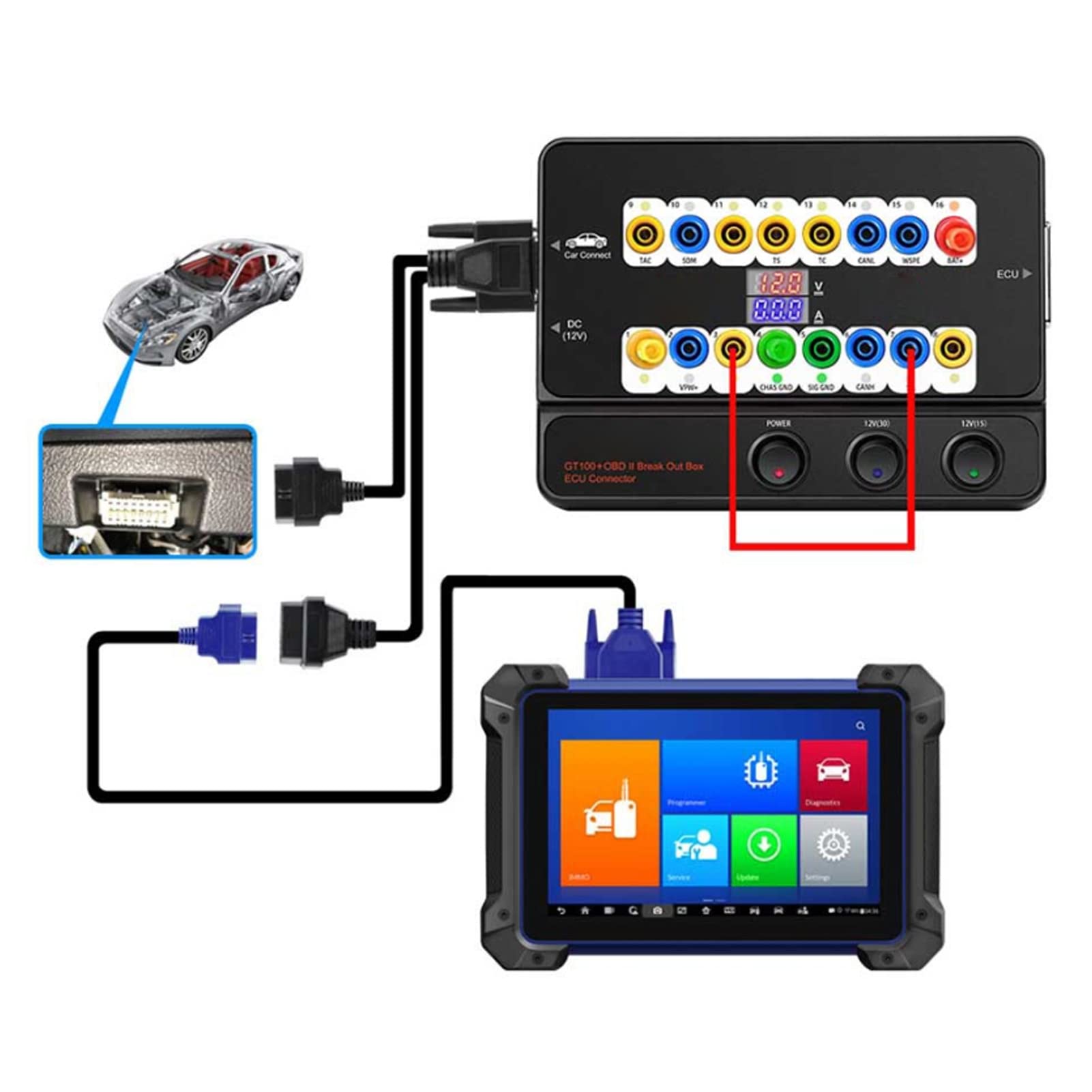 Conector ECU, para GODIAG GT100+ Conector de Banco ECU OBDII Caja Detectora de Protocolo de Ruptura Enchufe Europeo 100-240V Herramienta de Diagnóstico de Automóvil